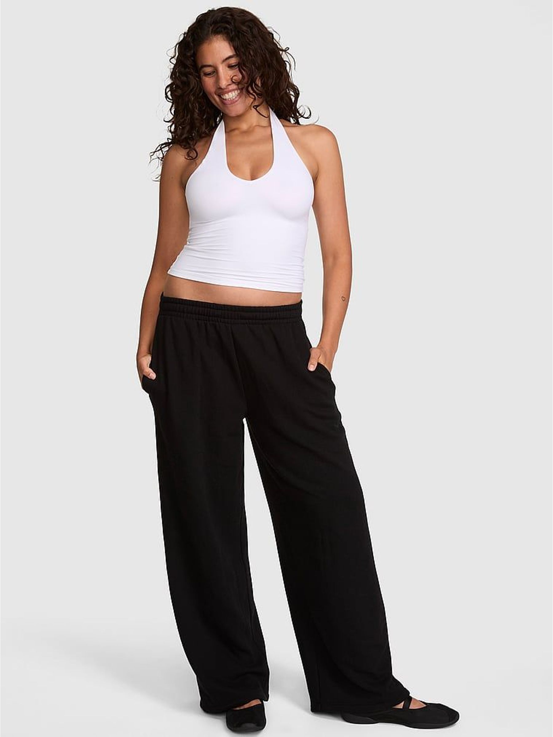 Black - Flared Adjustible Fleece Joggers