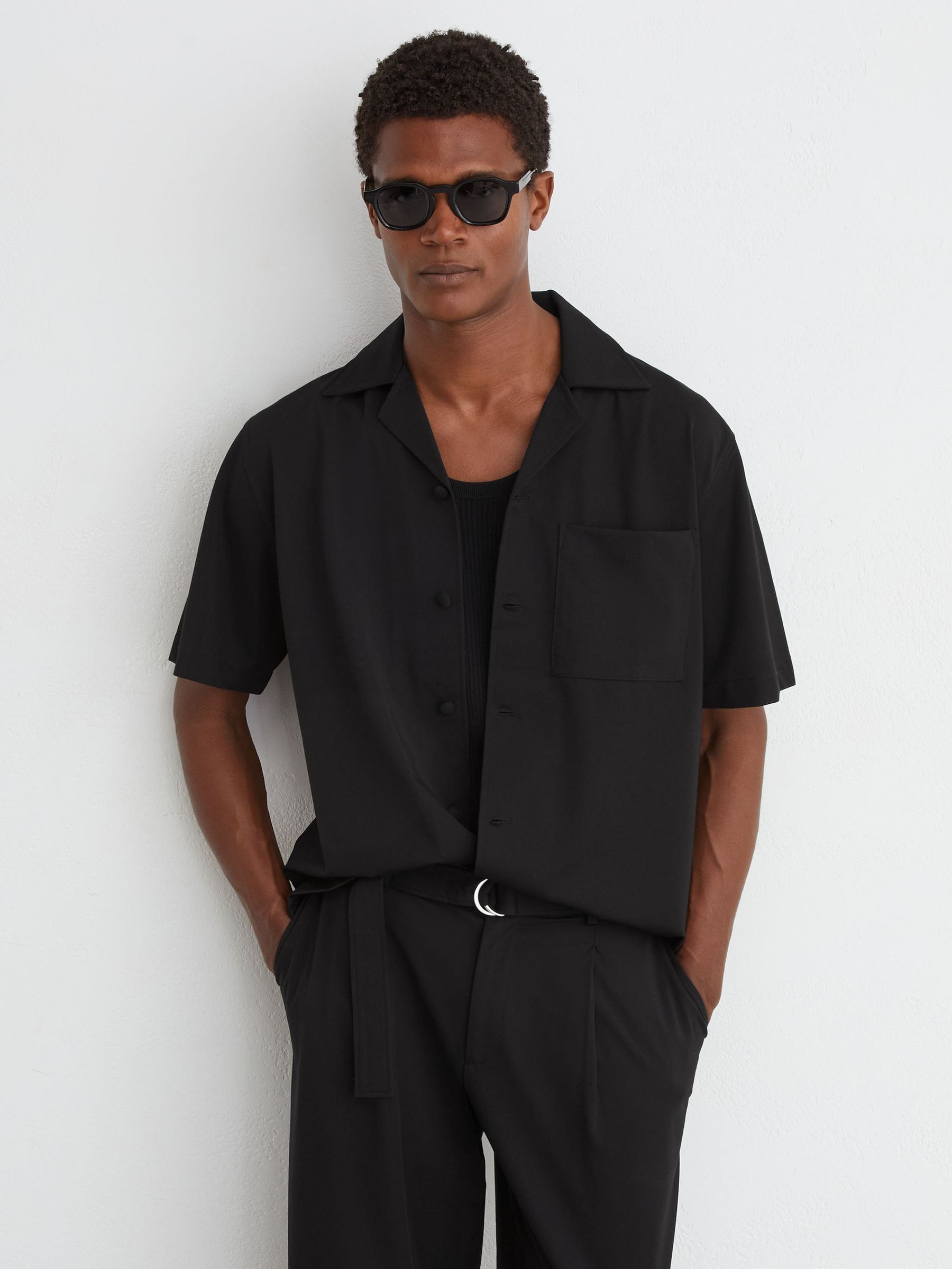 Black - Regular Cuban-collar Short-sleeve Shirt