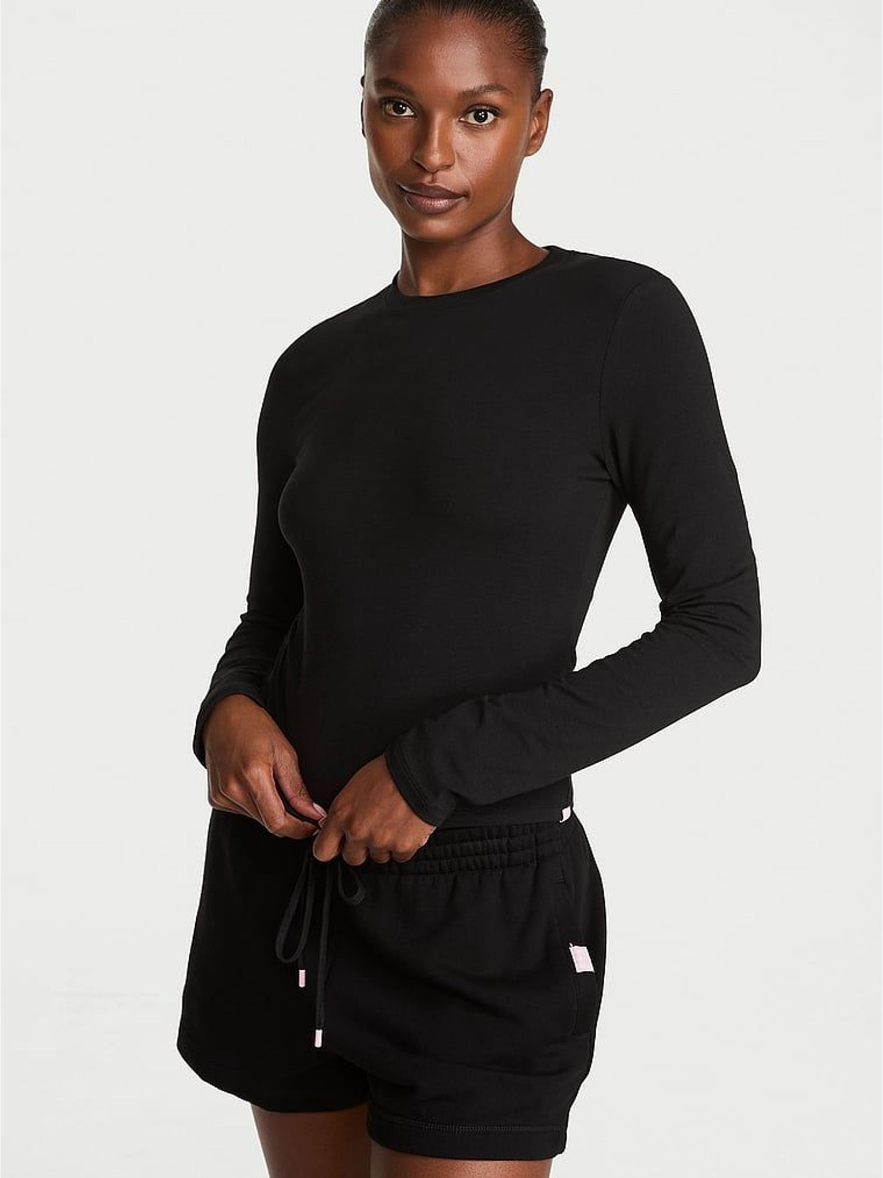 Black - Cotton Fitted Long Sleeve T-shirt