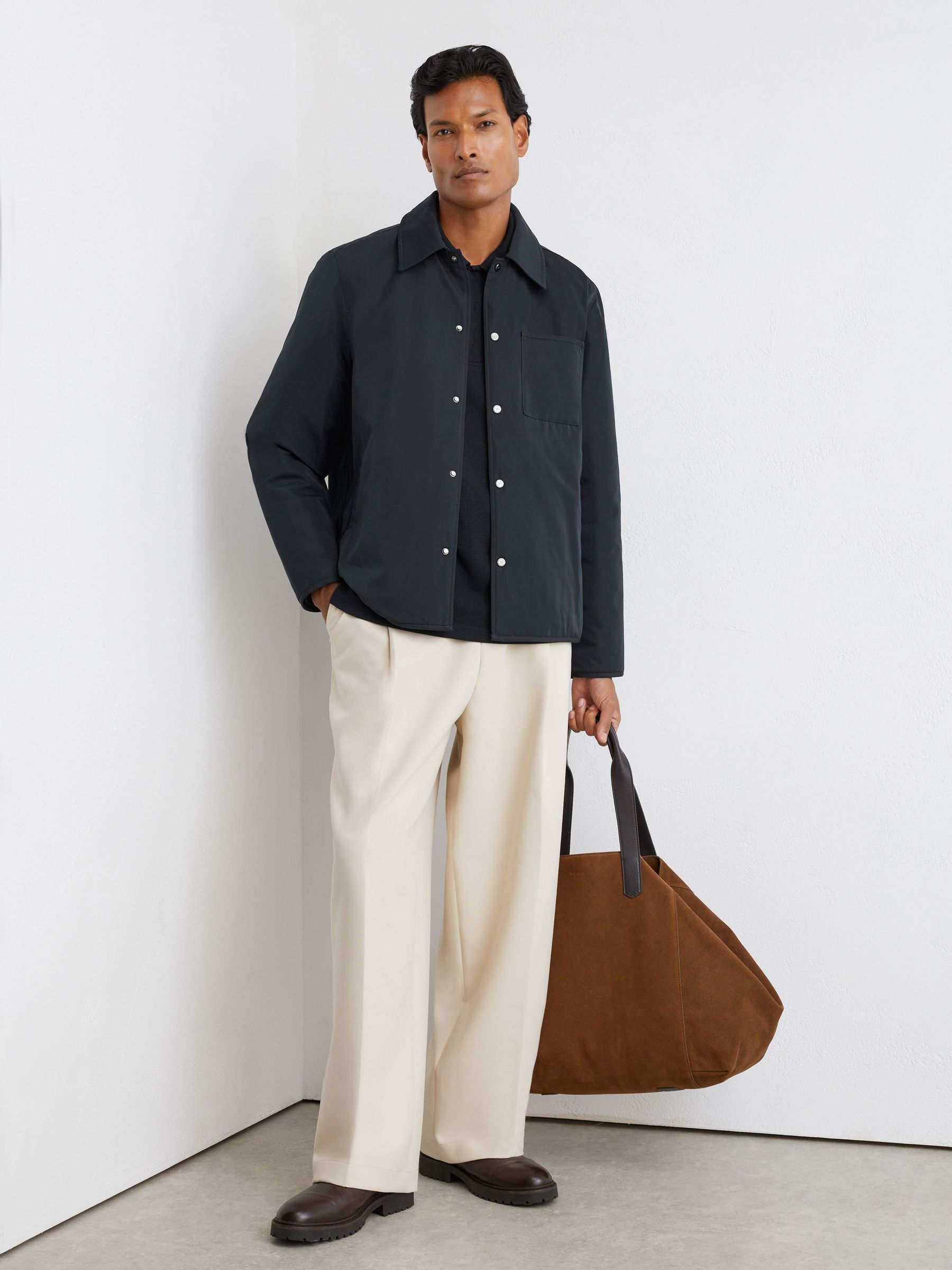 marine - Regular Lightly-padded Patch-pocket Overshirt