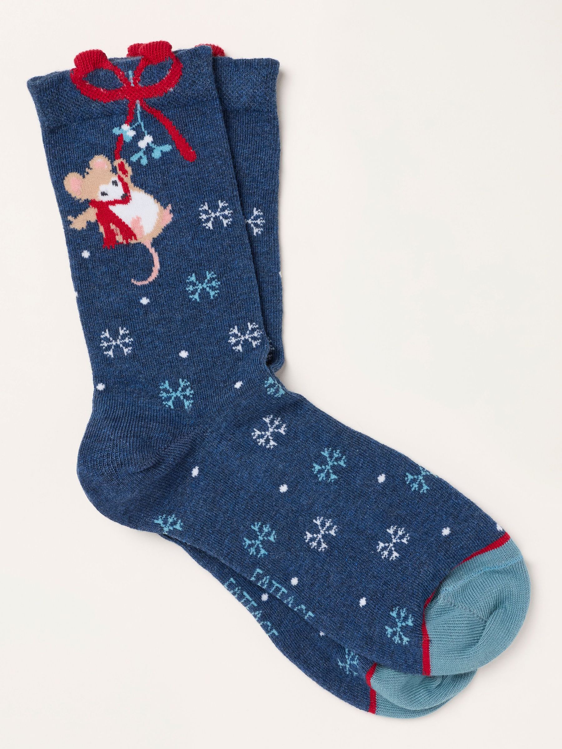 Navy - Christmas Bow Mouse Socks
