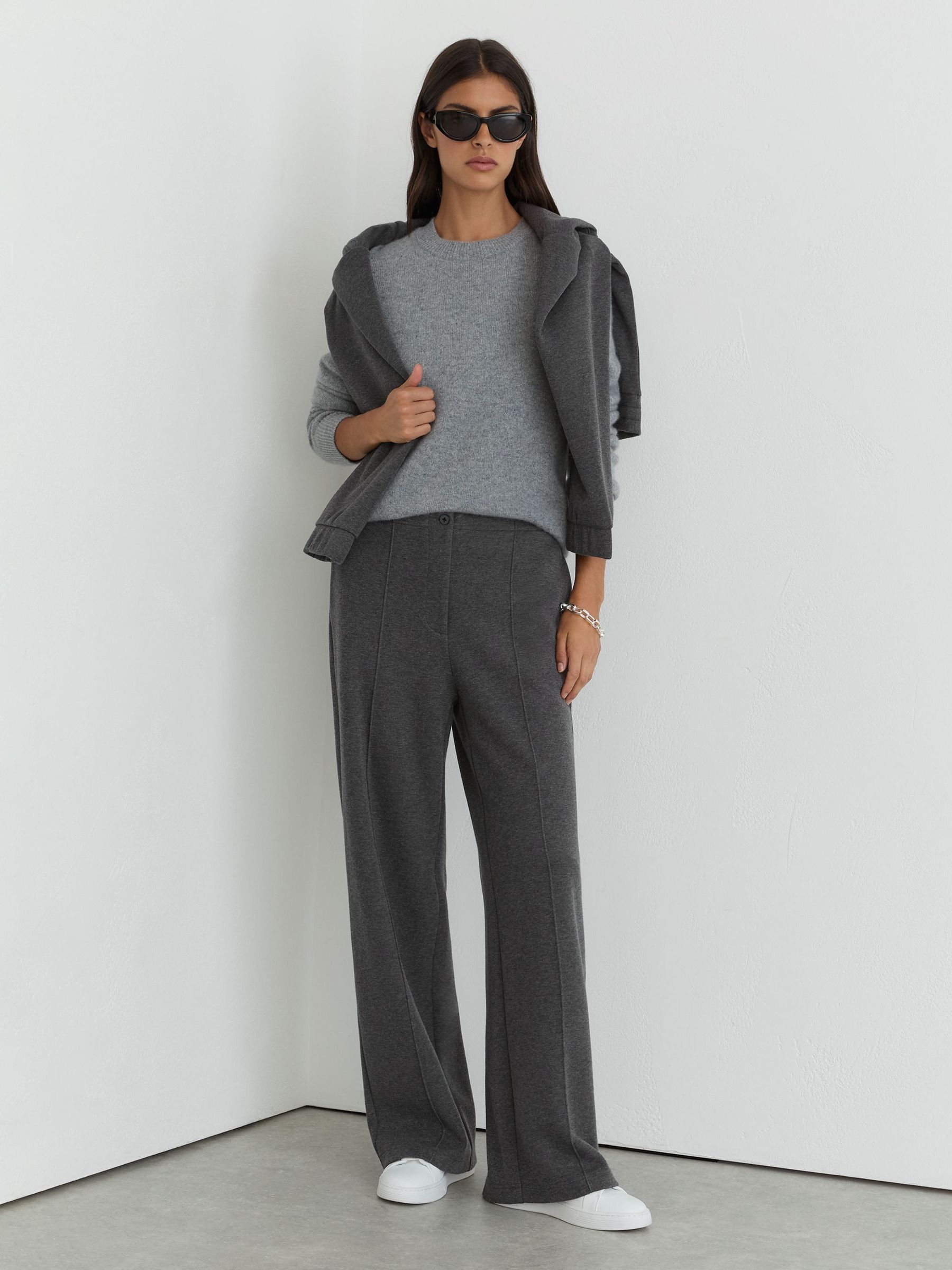 Charcoal Grey Marl - Lyocell-wool Wide-leg Joggers