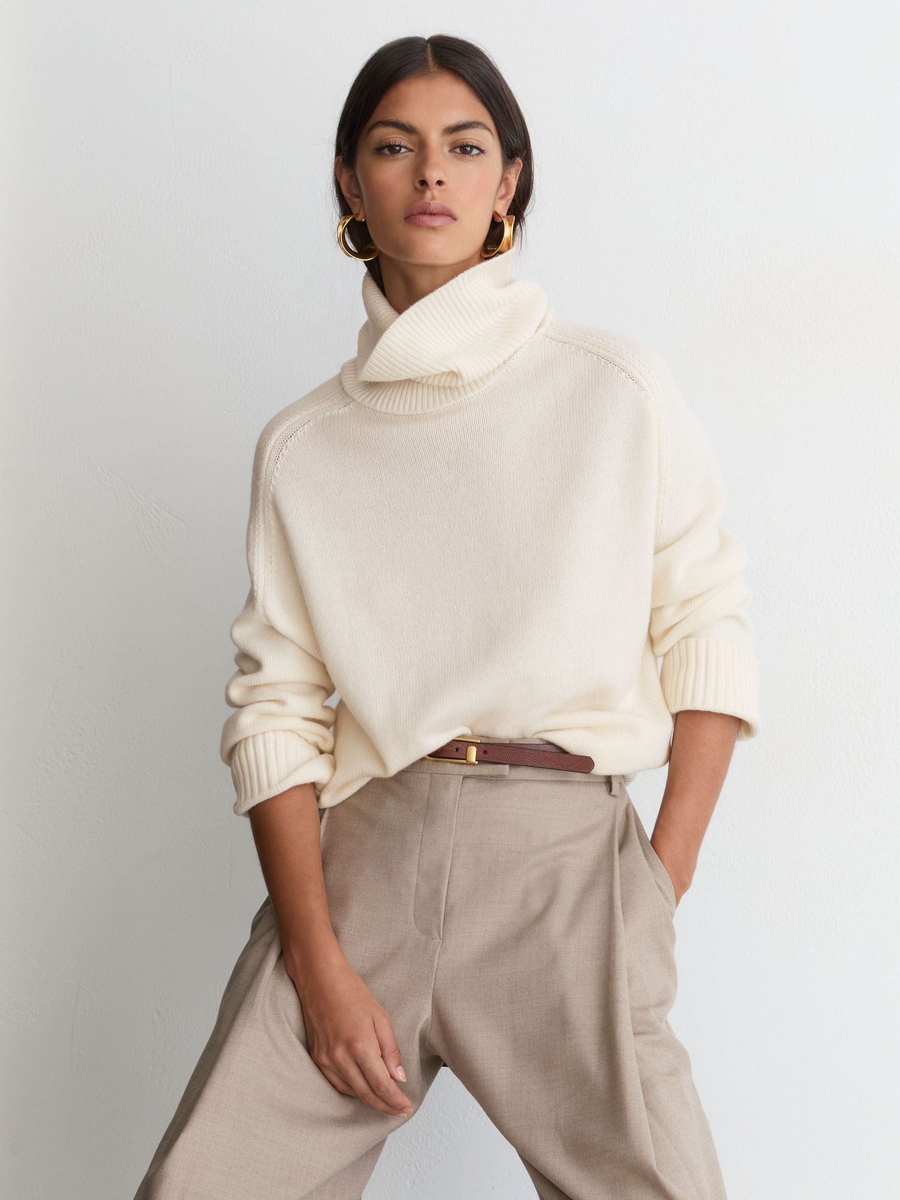 Ivory - Wool-cashmere Roll-neck Jumper