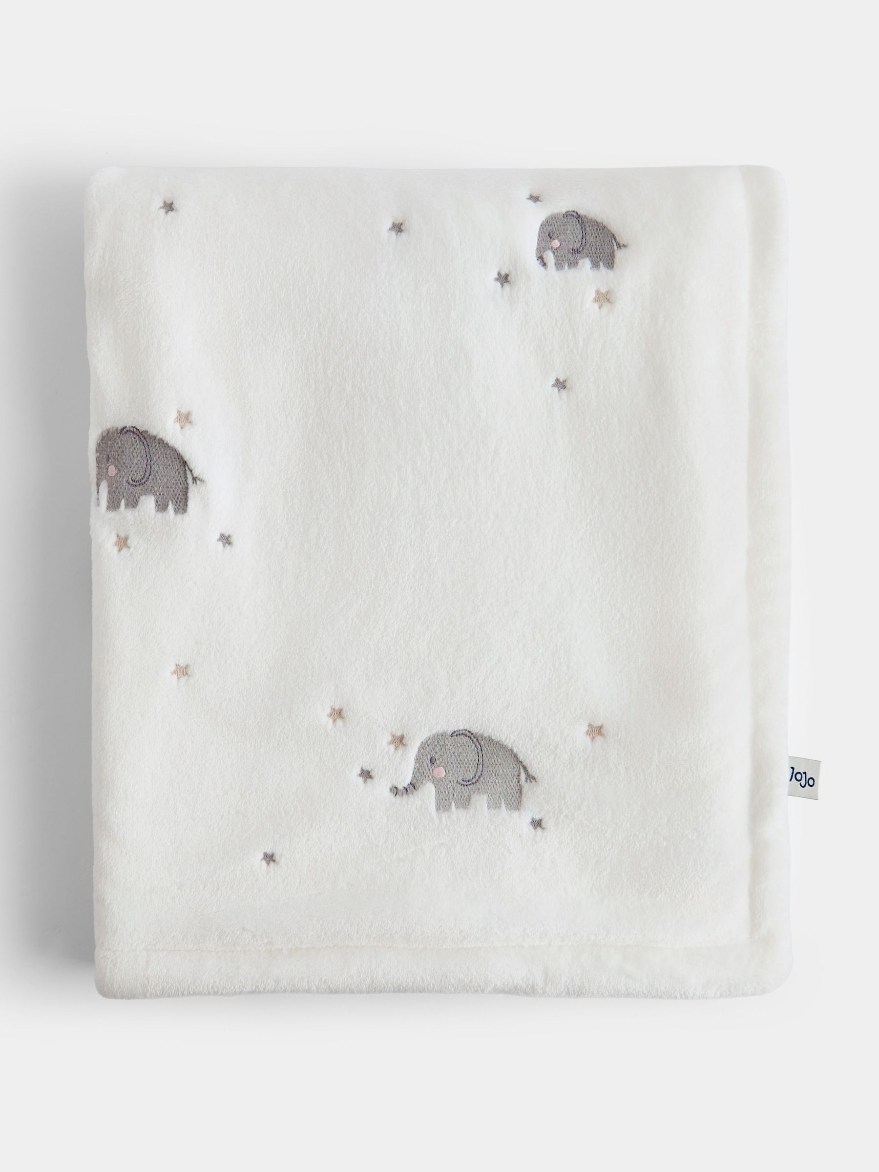 Elephant Embroidered Fleece Blanket