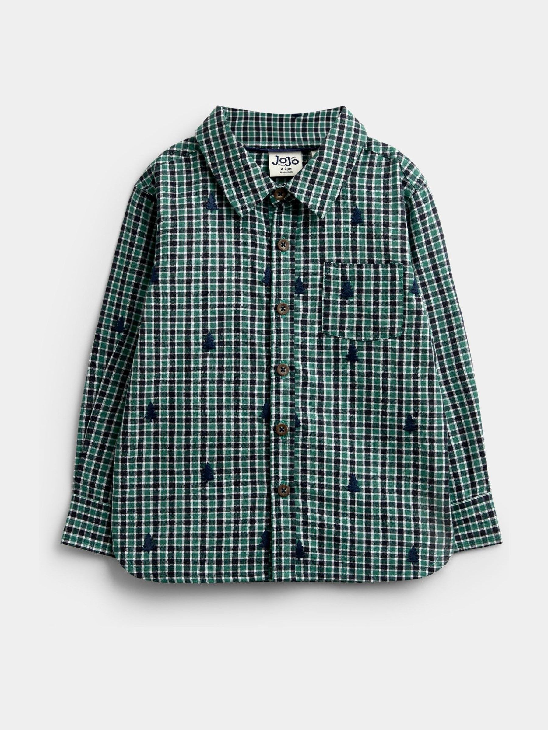 Green Check Christmas Tree - All Over Embroidered Shirt