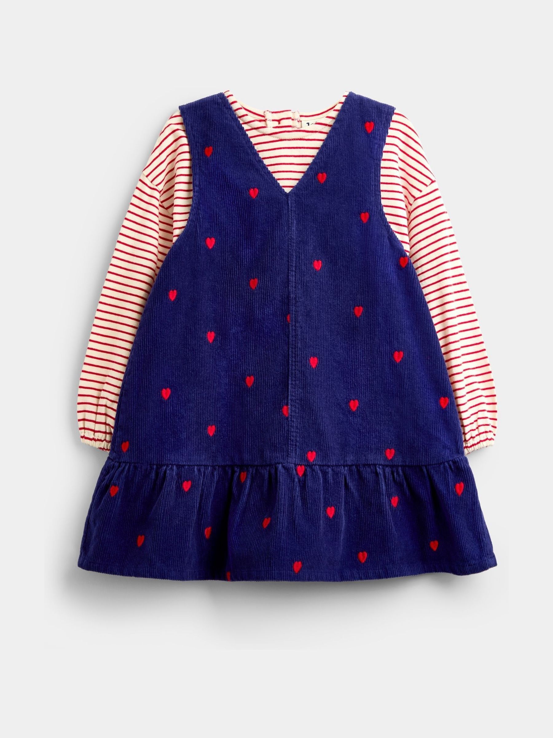 Navy Blue Rose Embroidered - Pinny And Top Set