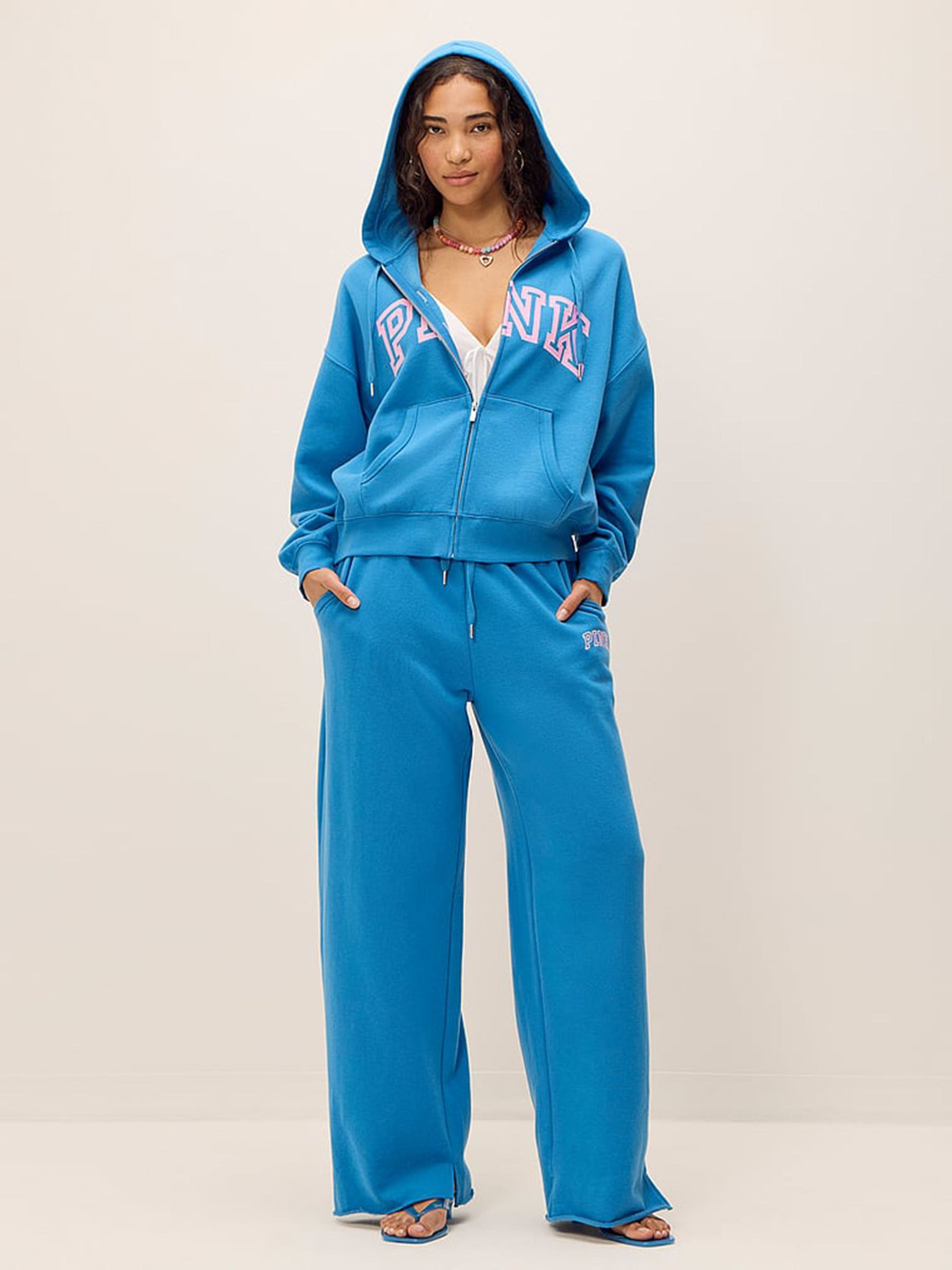 Varsity Blue - Fleece Zip Up Hoodie