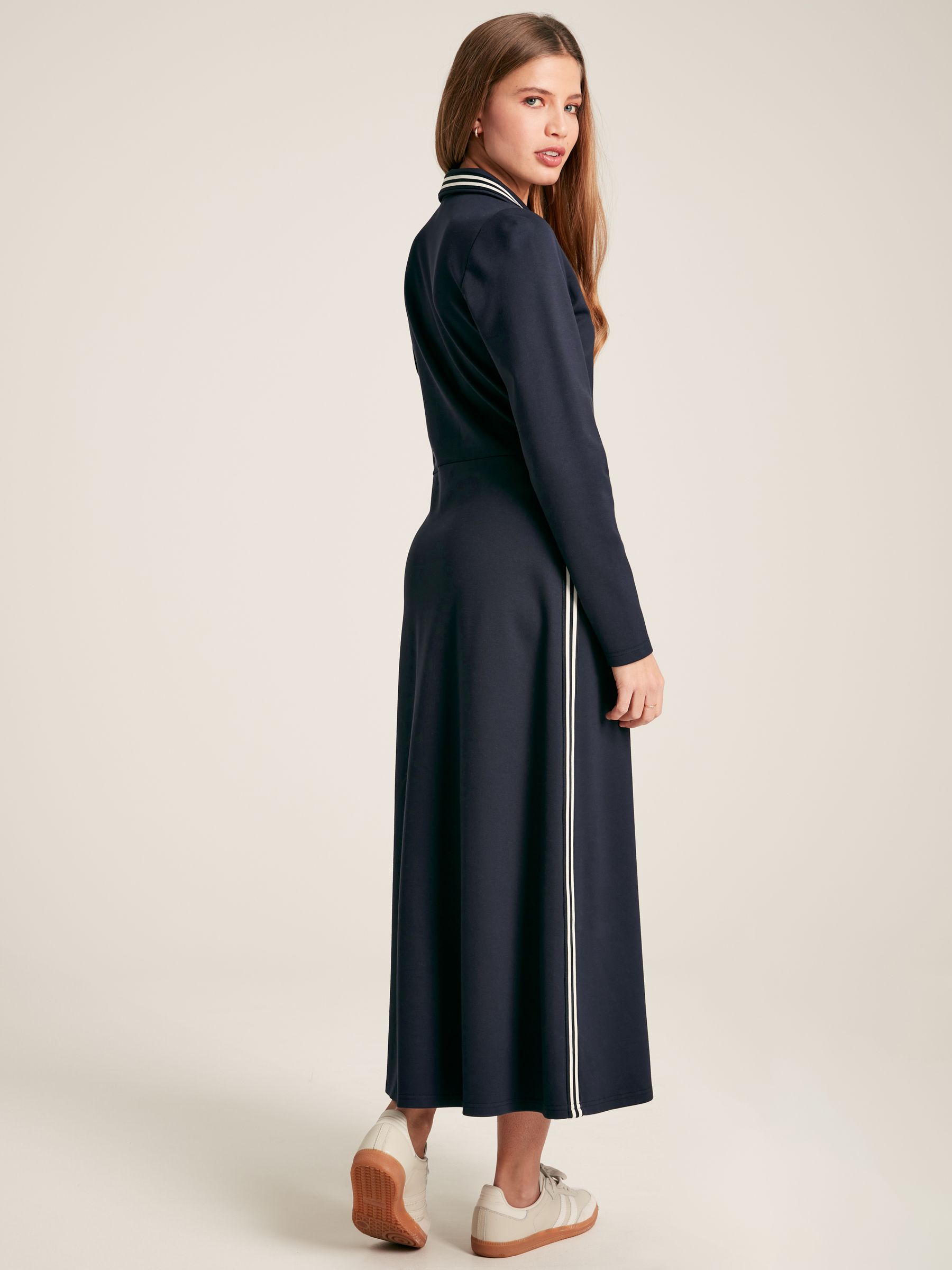 Pia Navy Blue Button Down Ponte Jersey Dress - Image 2 of 5