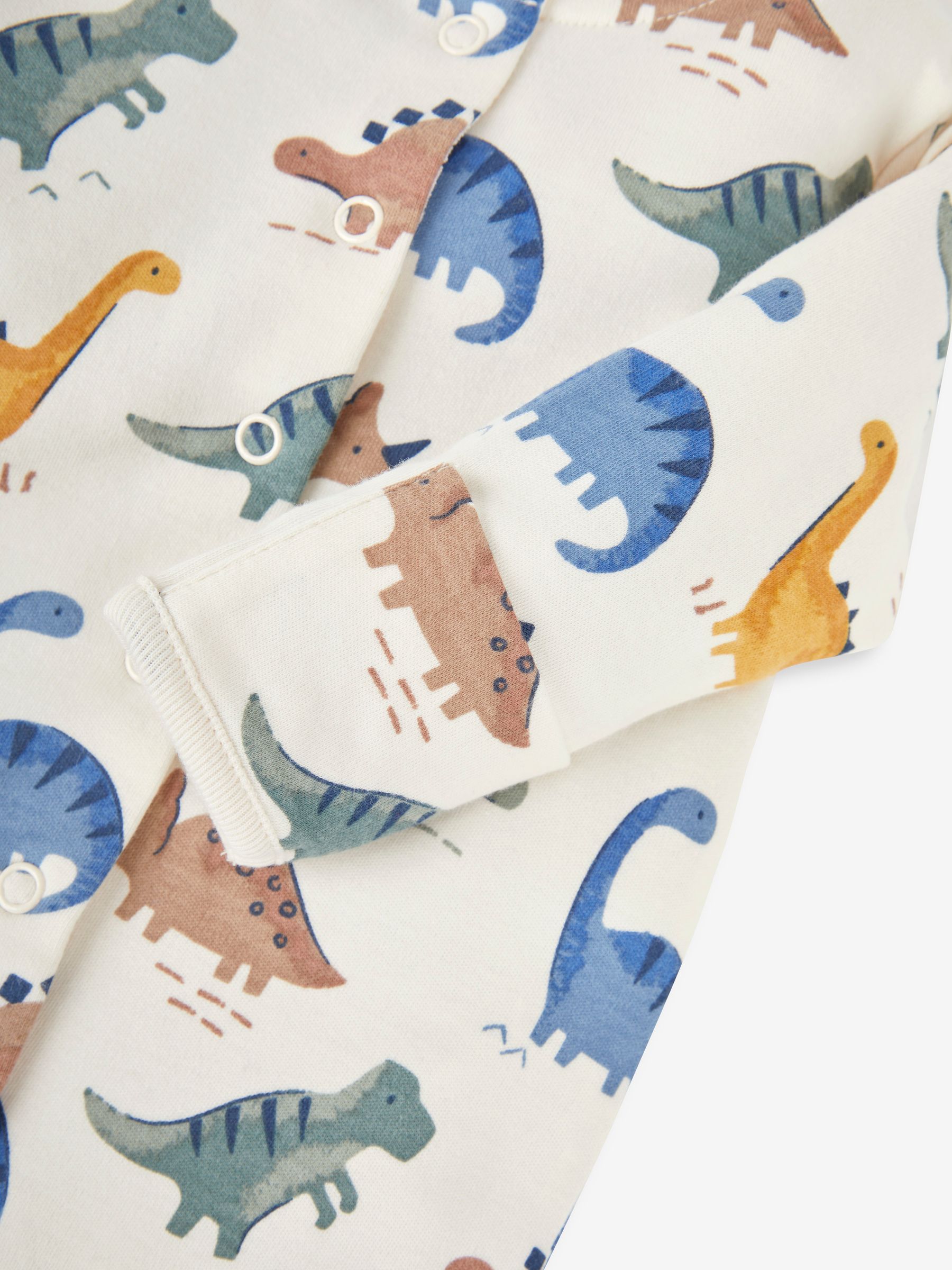 Cream Dinosaur Print Cotton Baby Sleepsuit - Image 4 of 4