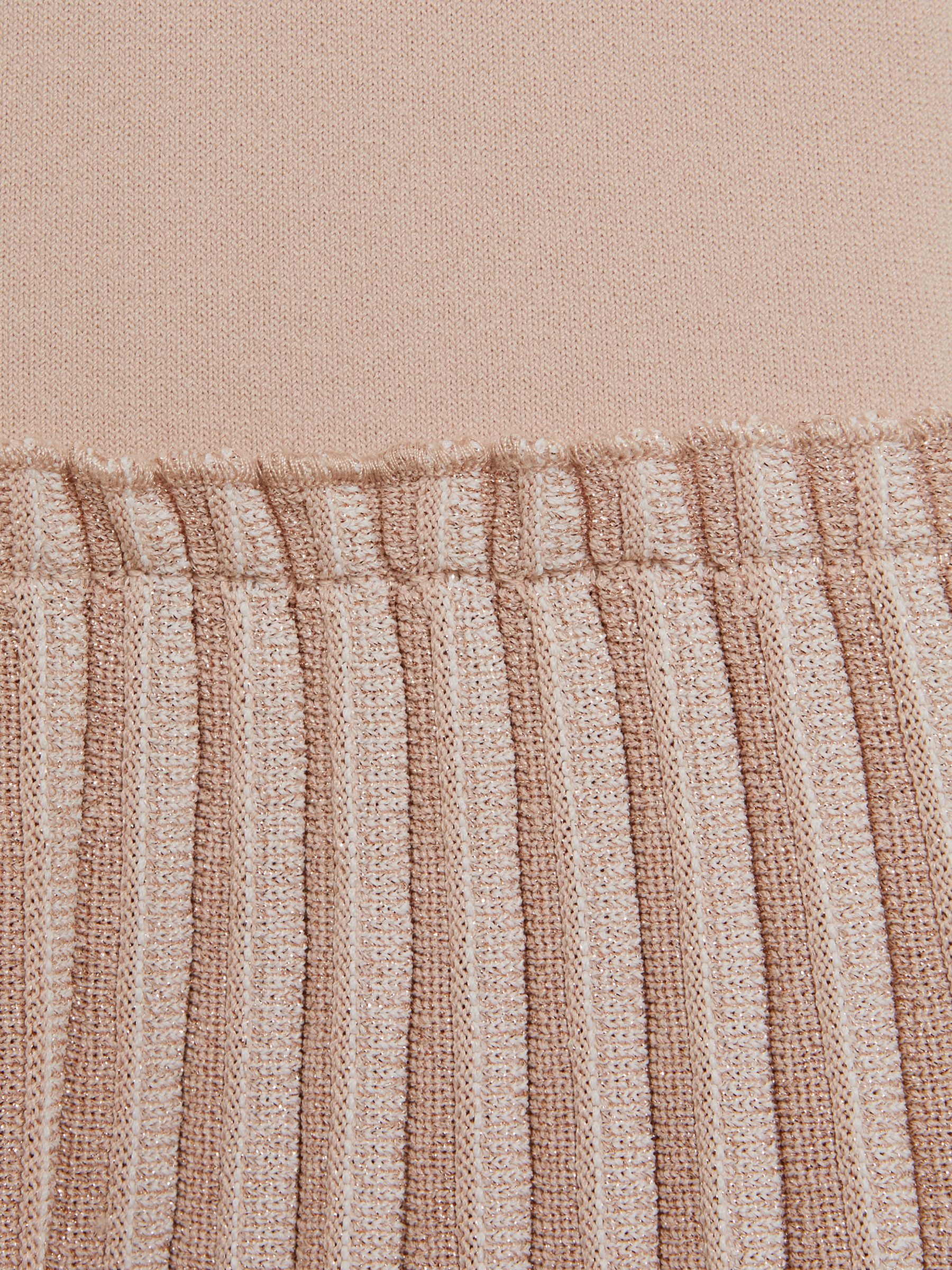 Senior Pleated Metallic Short Sleeve Dress in Pink - Image 6 of 6