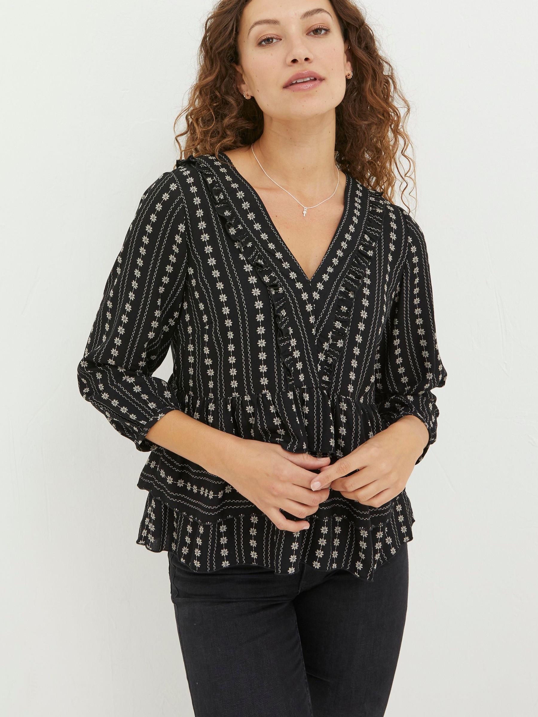 Black Tibby Frill Floral Blouse - Image 1 of 1