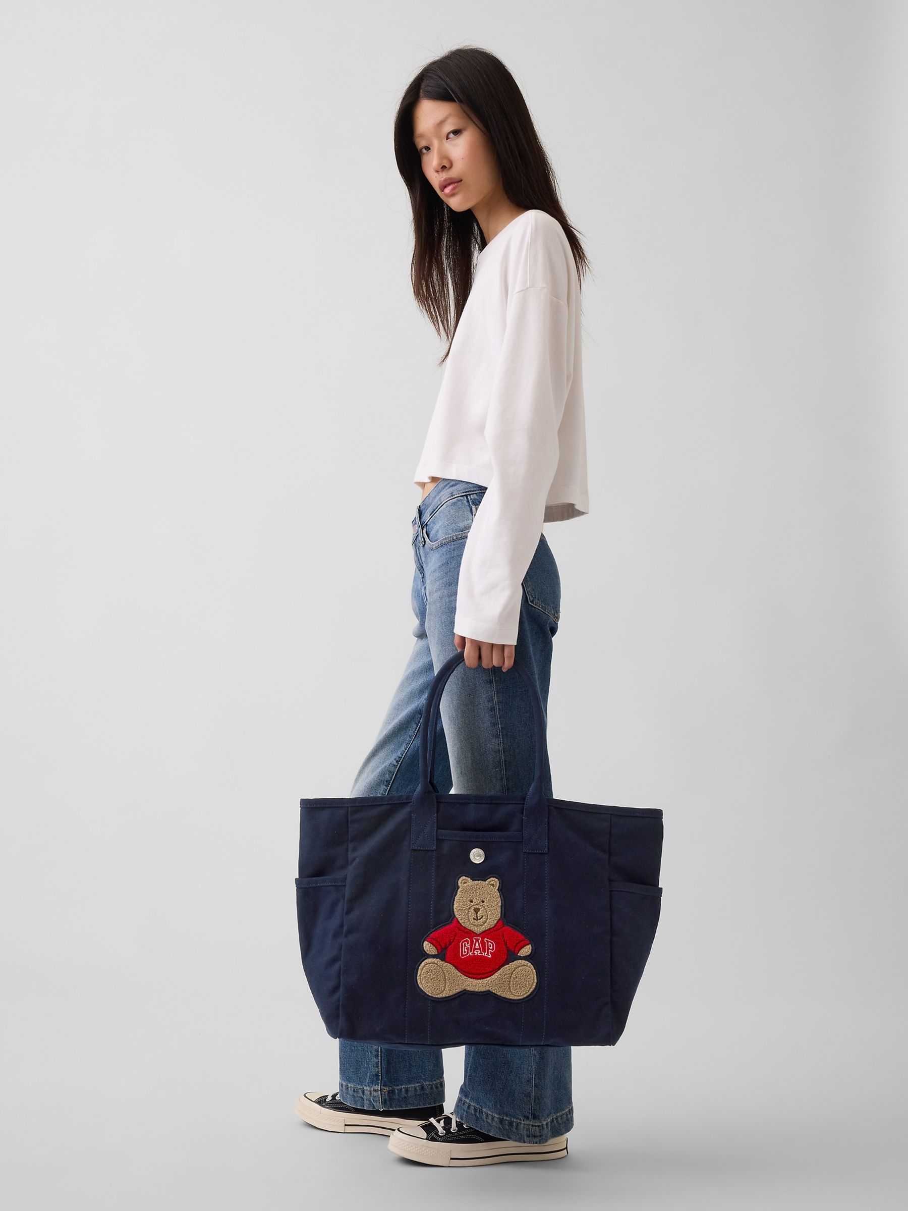 Navy Brannan Bear Canvas Favorite Tote Bag - Image 1 of 5 Navy Brannan Bear Canvas Favorite Tote Bag - Image 1 of 5
