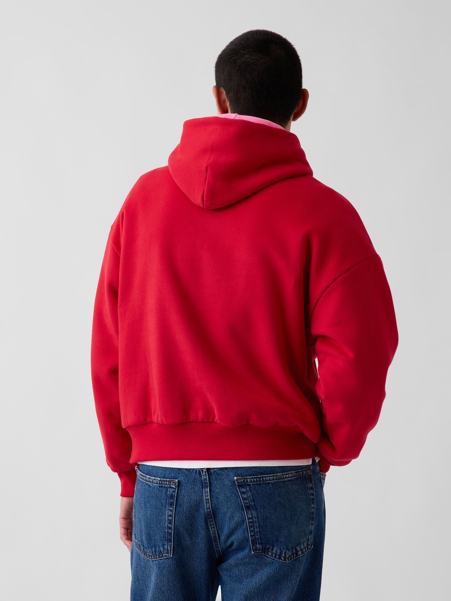 Red Vintage Soft Reversible Oversized Logo Hoodie - Image 3 of 7