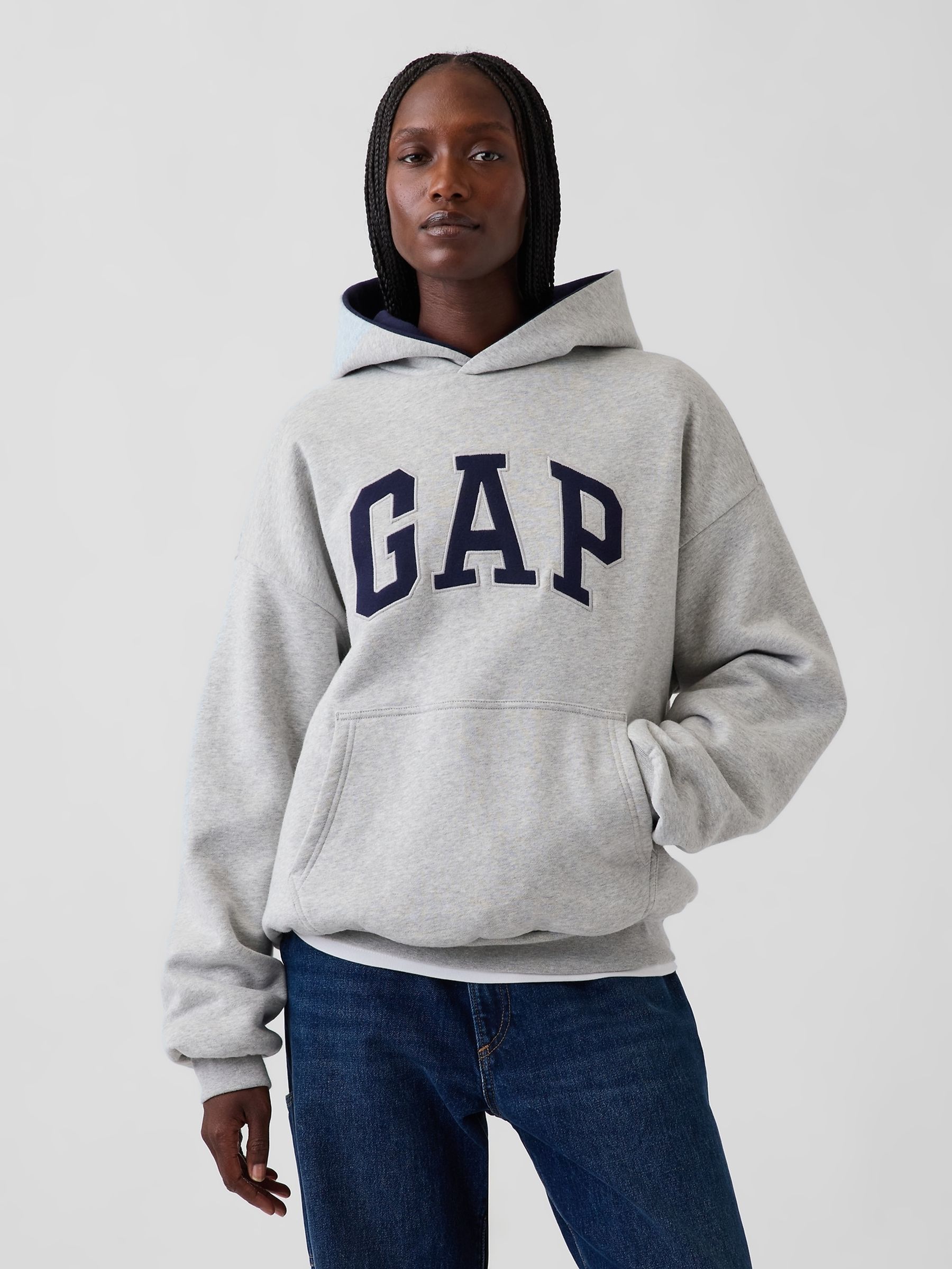 Grey Vintage Soft Reversible Oversized Logo Hoodie - Image 4 of 7