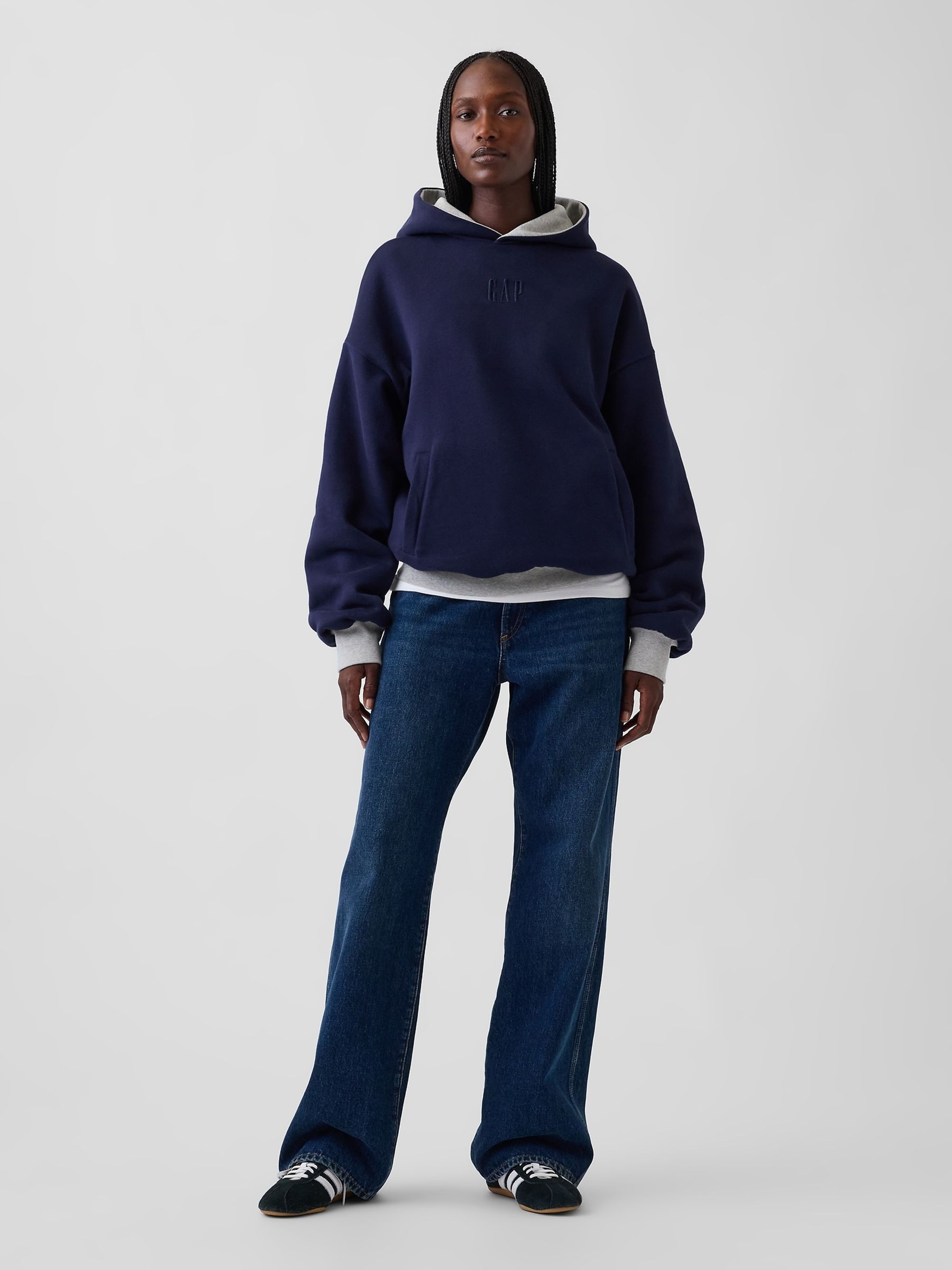 Grey Vintage Soft Reversible Oversized Logo Hoodie - Image 6 of 7