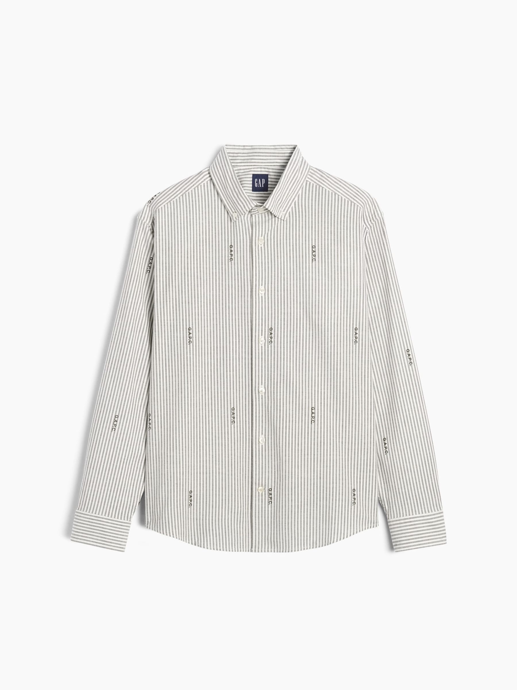 Gap x A.P.C. Grey Stripe Relaxed Logo Oxford Shirt - Image 5 of 7