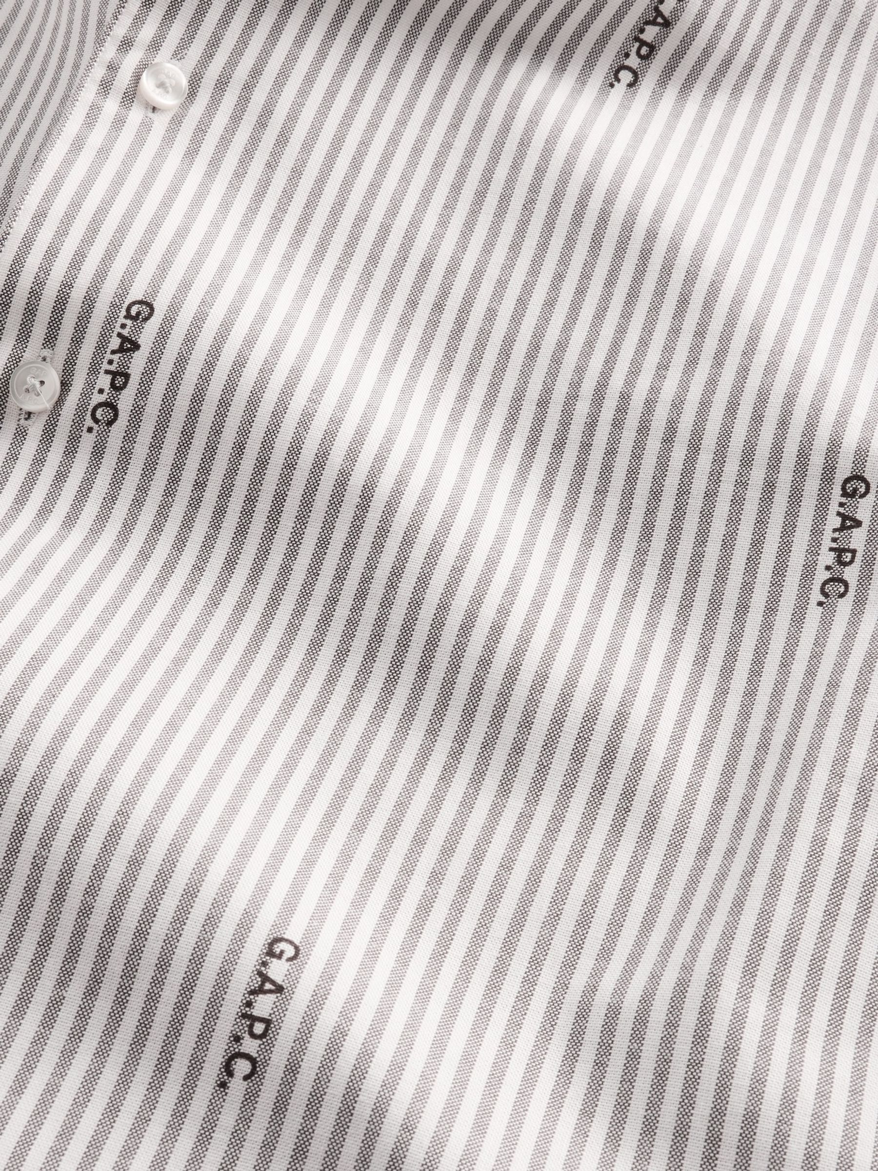 Gap x A.P.C. Grey Stripe Relaxed Logo Oxford Shirt - Image 6 of 7