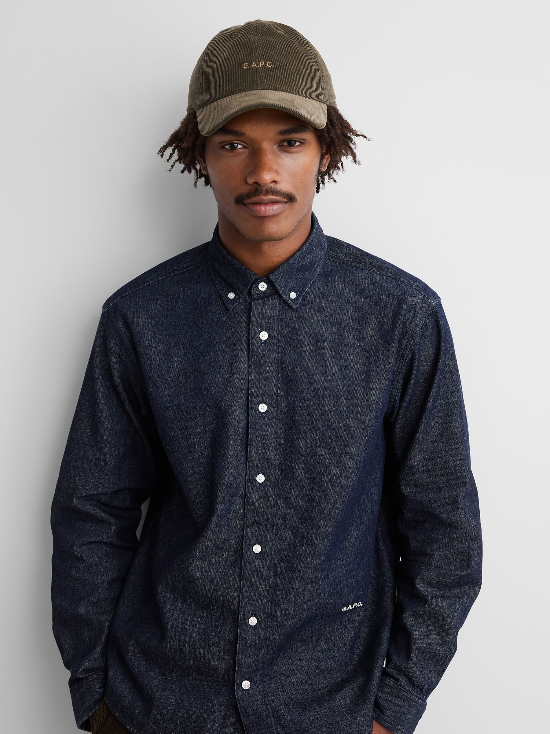 Gap x A.P.C. Green Logo Corduroy Baseball Cap - Image 1 of 6 Gap x A.P.C. Green Logo Corduroy Baseball Cap - Image 1 of 6