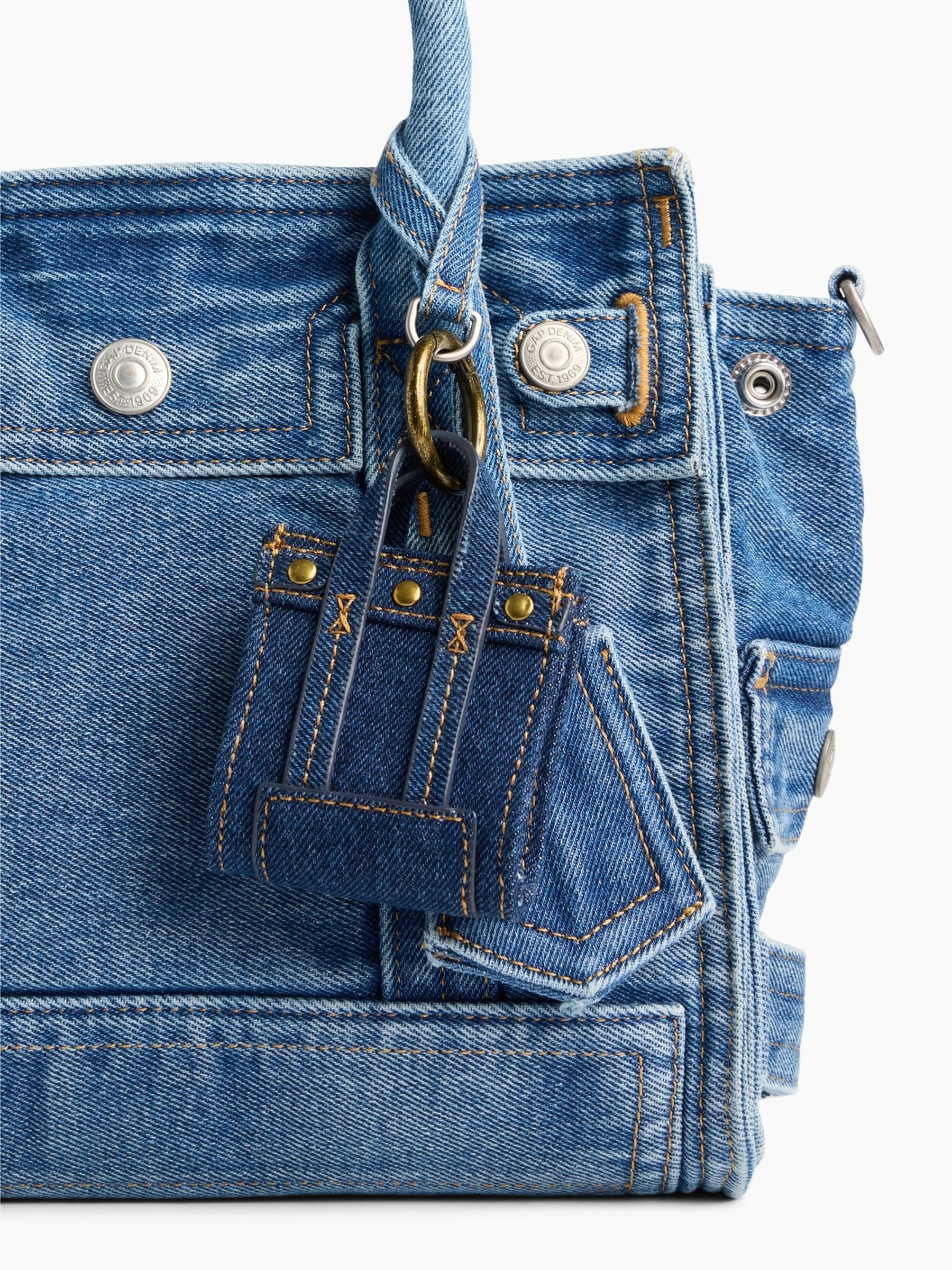 Dark Wash Denim Headphone Case Bag Charm - Image 4 of 4