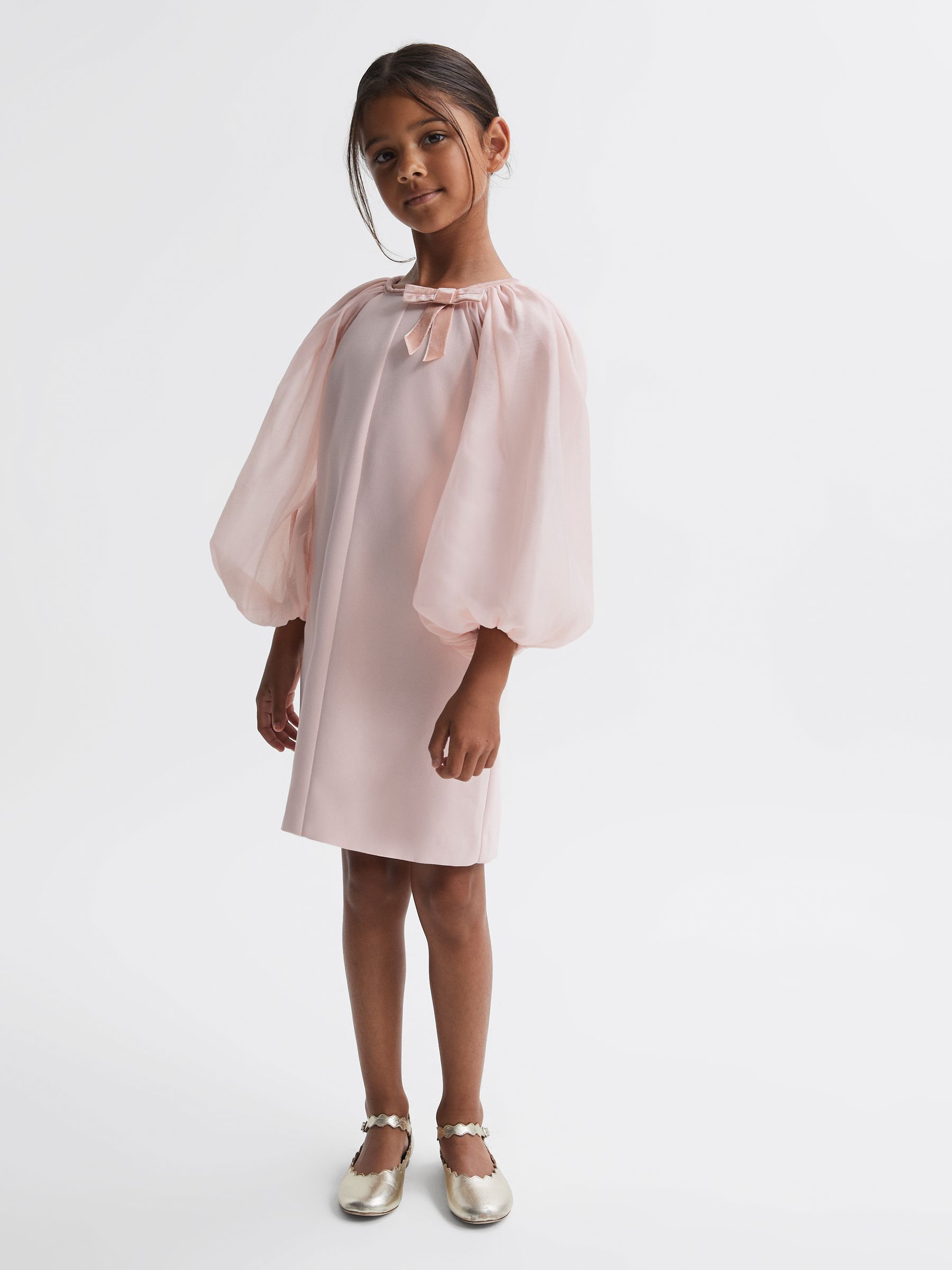 Senior Blouson Sleeve Bow Dress in Pink - Image 3 of 6