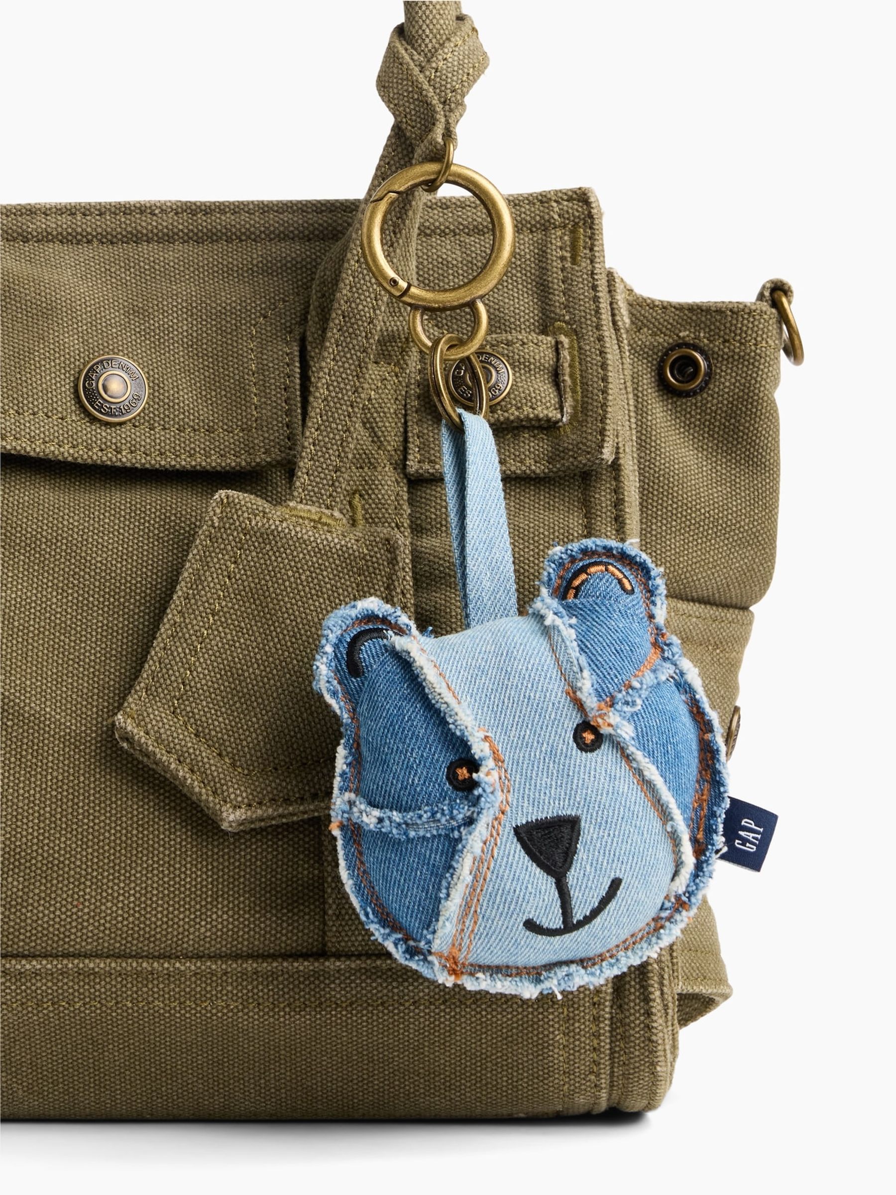 Blue Patchwork Denim Brannan Bear Bag Charm - Image 3 of 3 Blue Patchwork Denim Brannan Bear Bag Charm - Image 3 of 3