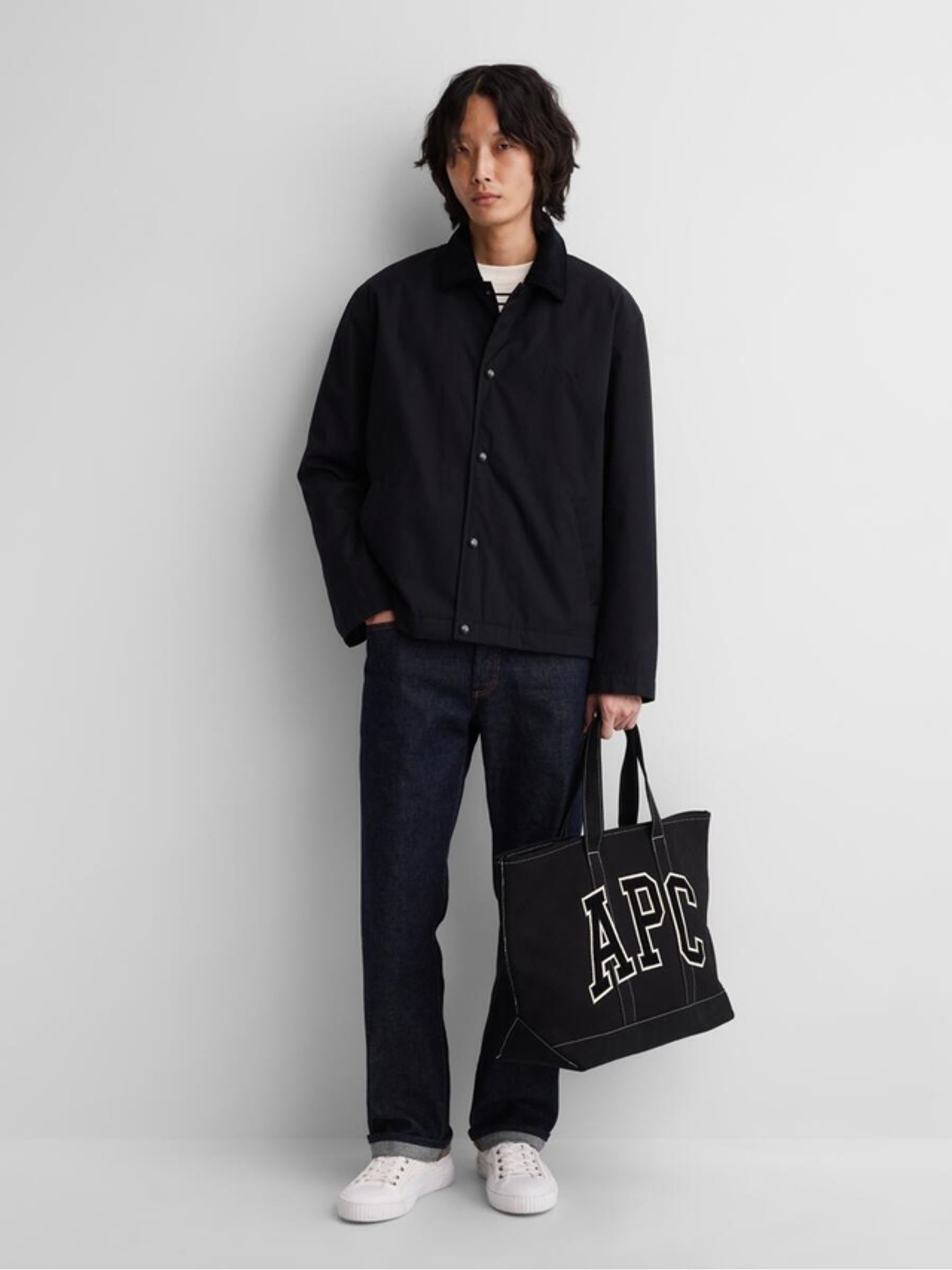 Gap x A.P.C. Black Logo Tote Bag - Image 1 of 4 Gap x A.P.C. Black Logo Tote Bag - Image 1 of 4