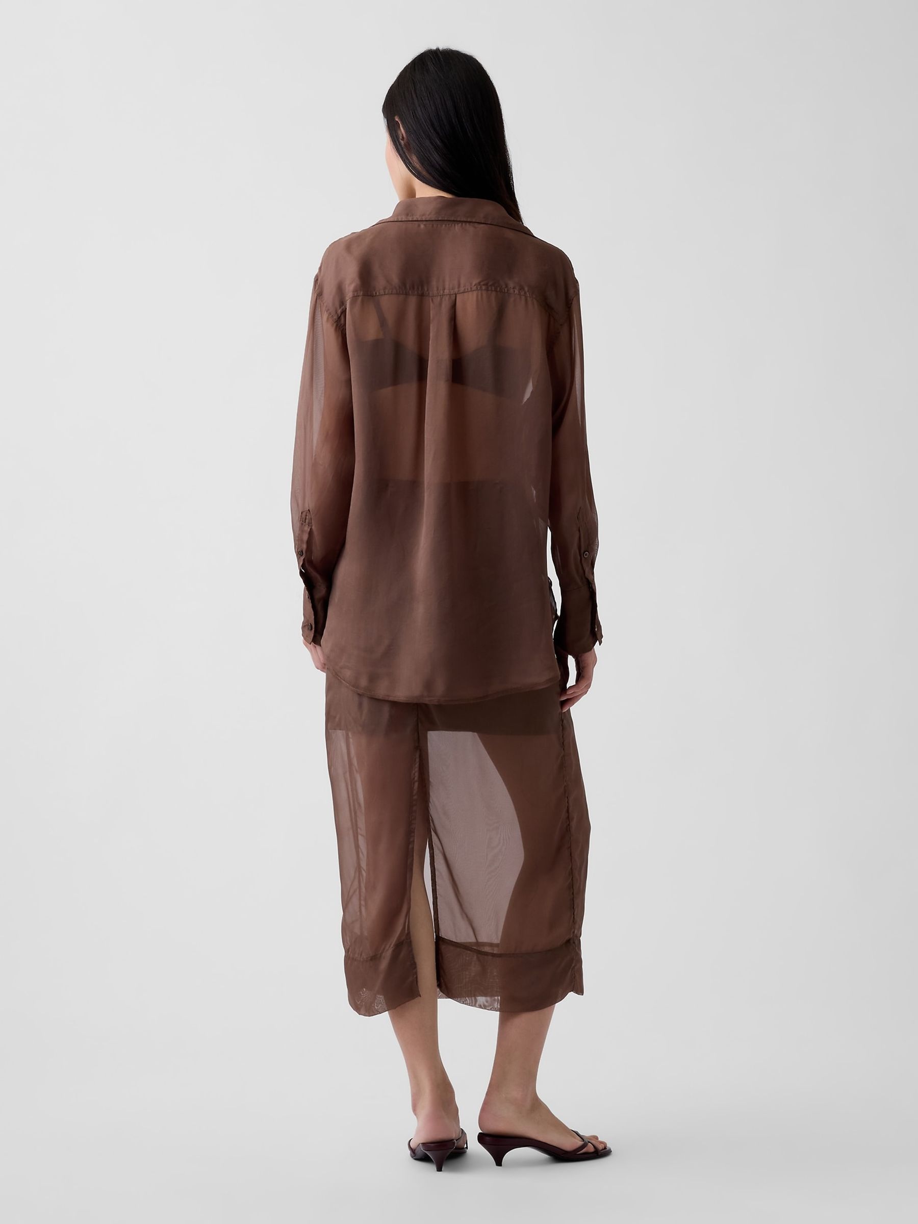 Brown Sheer Maxi Skirt - Image 2 of 5