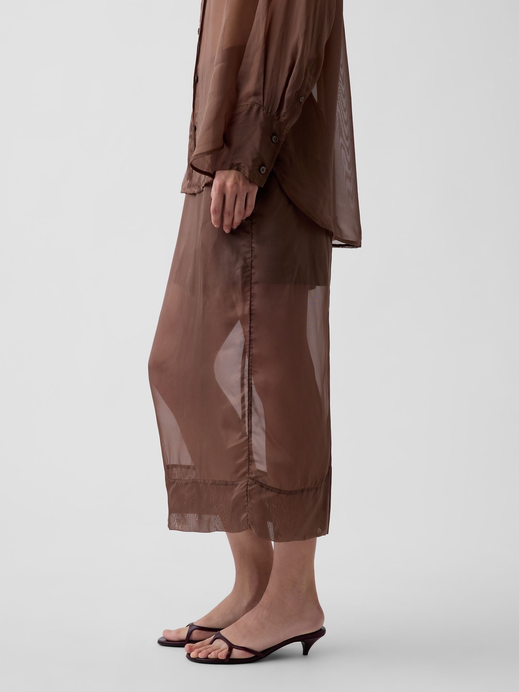 Brown Sheer Maxi Skirt - Image 3 of 5