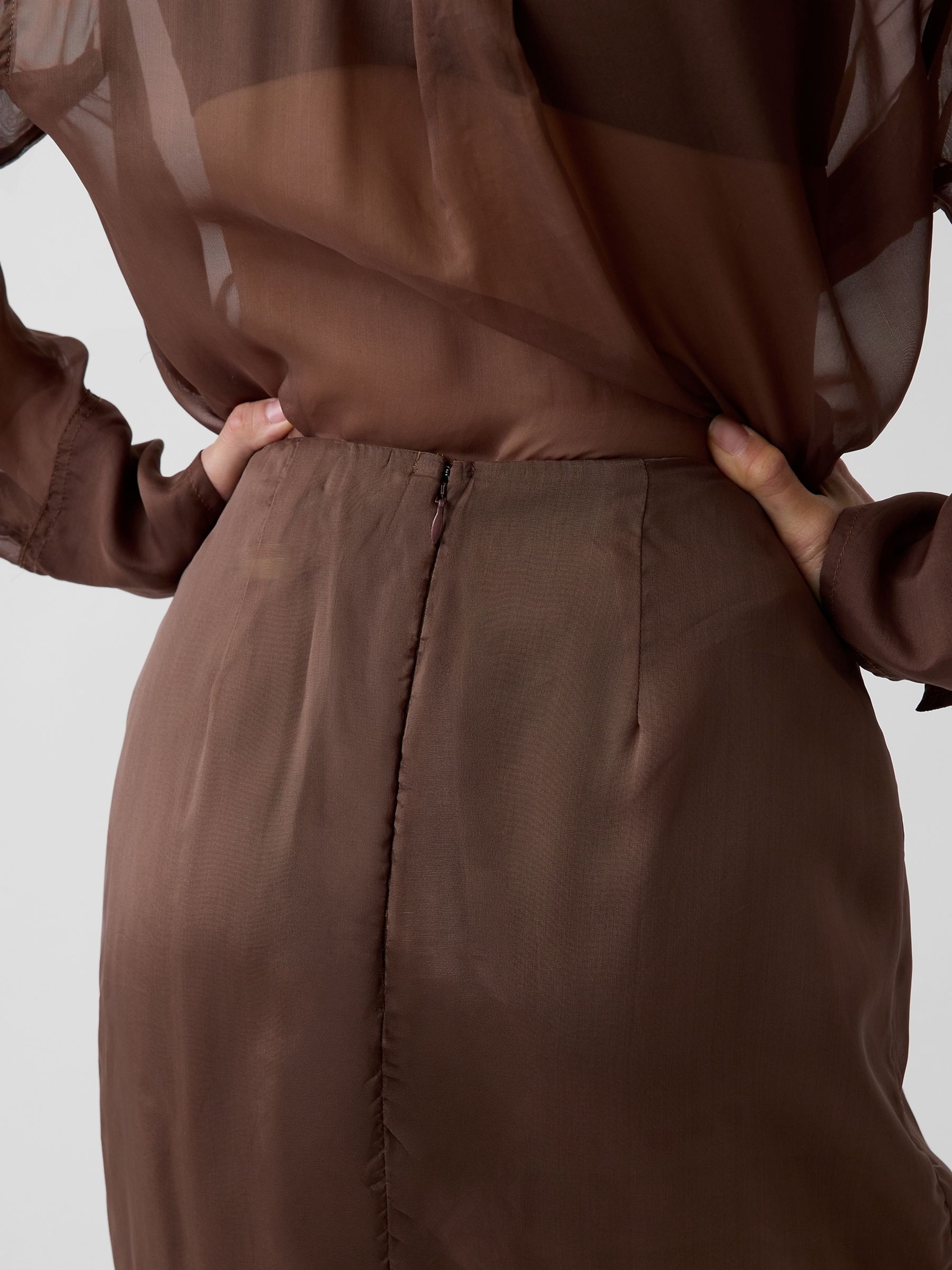 Brown Sheer Maxi Skirt - Image 5 of 5 Brown Sheer Maxi Skirt - Image 5 of 5