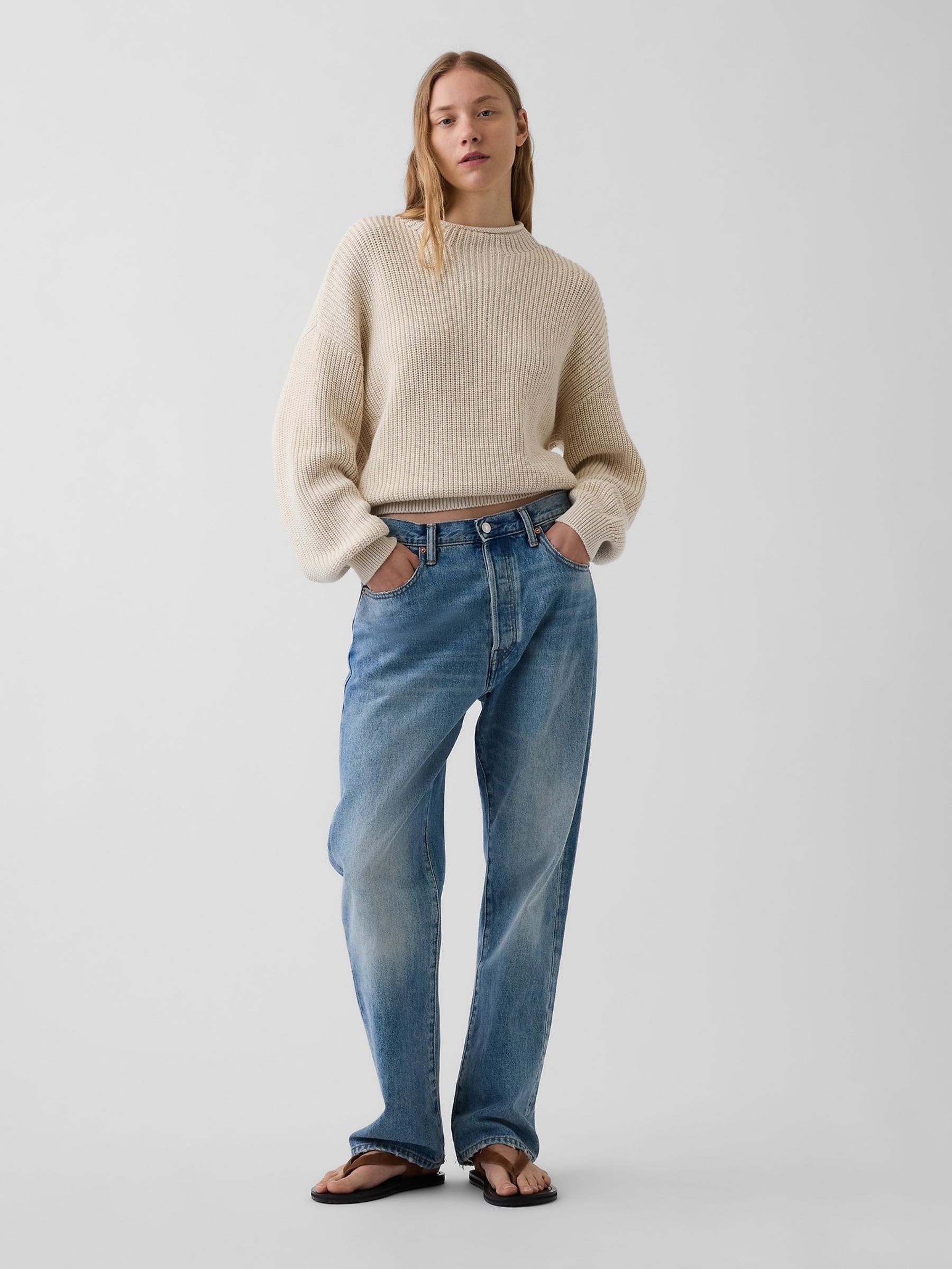 Cream Oversized Rolled Neck Jumper - Image 3 of 6
