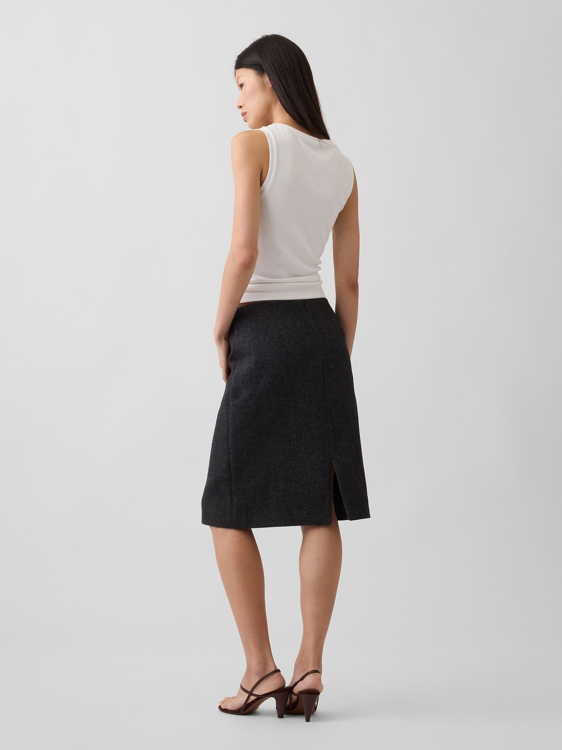 Charcoal Herringbone Knee-Length Skirt - Image 2 of 6