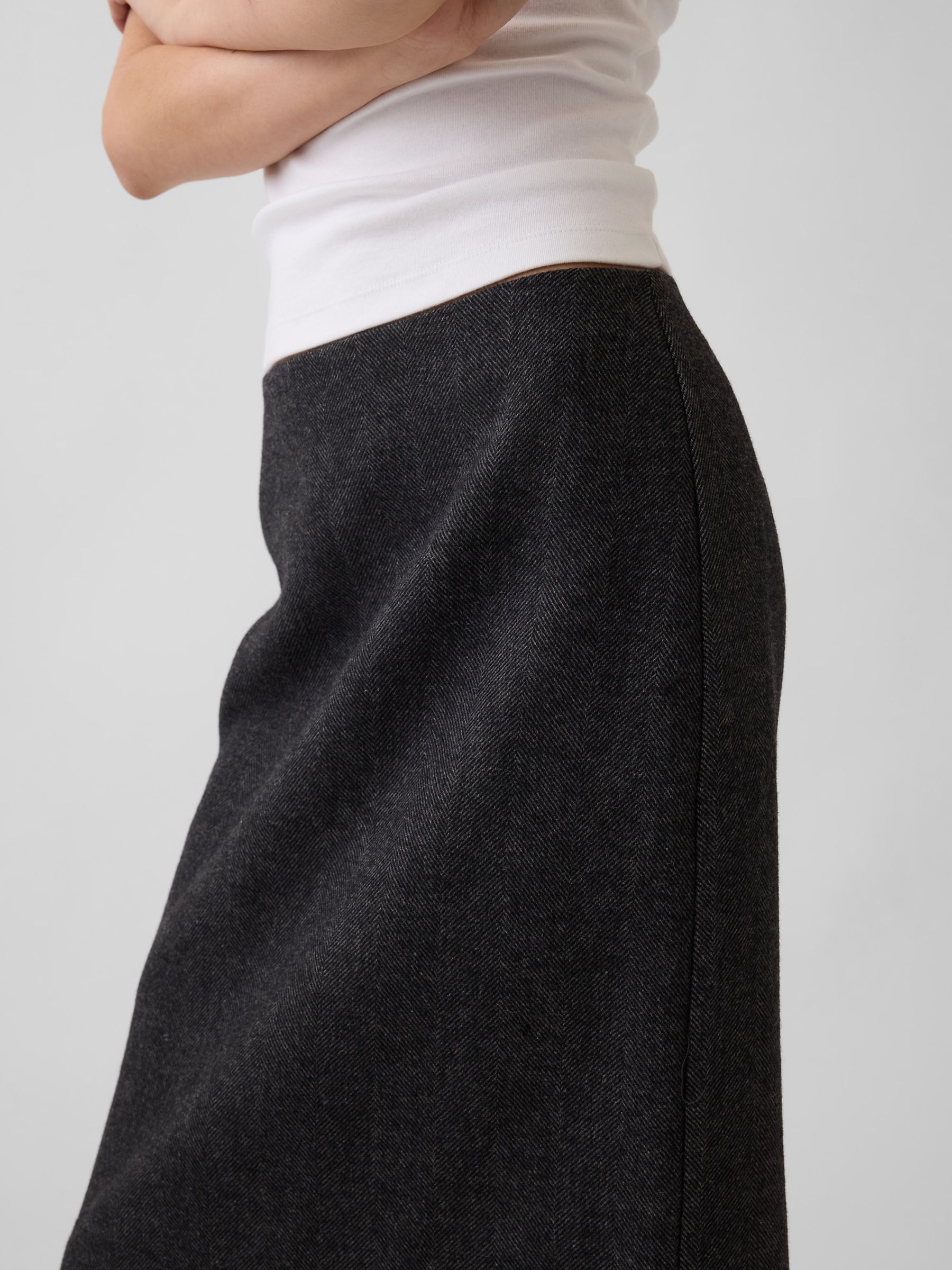 Charcoal Herringbone Knee-Length Skirt - Image 5 of 6
