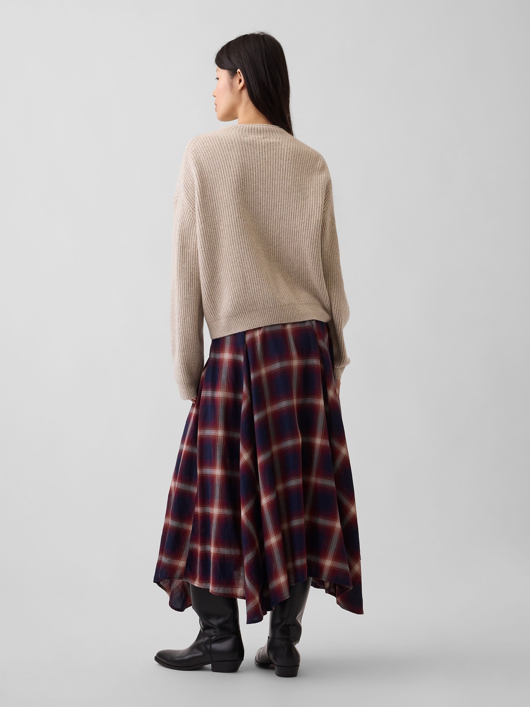 Navy & Red Check Maxi Handkerchief Skirt - Image 4 of 4
