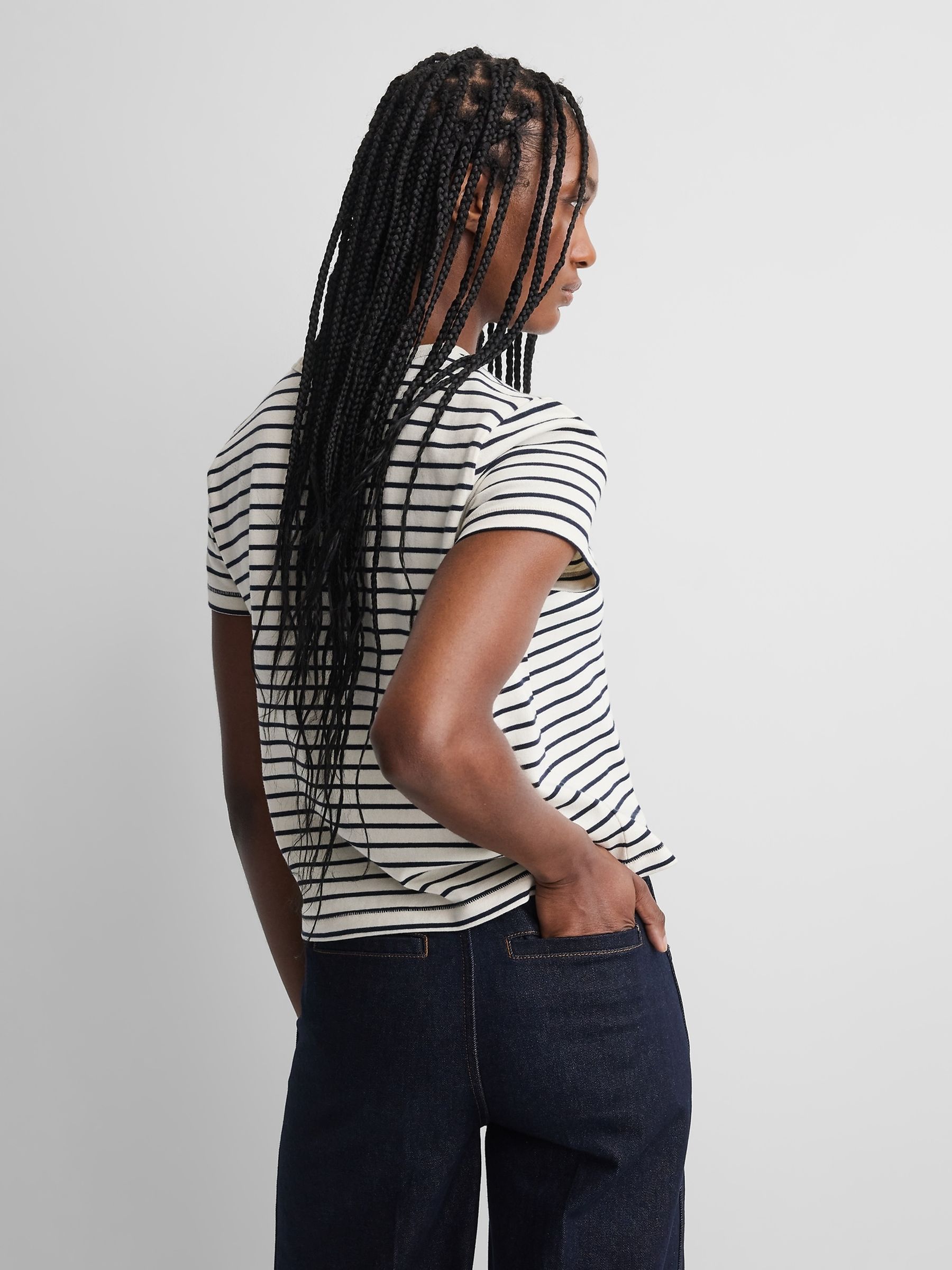 Gap x A.P.C. Cream Stripe Logo T-Shirt - Image 3 of 8