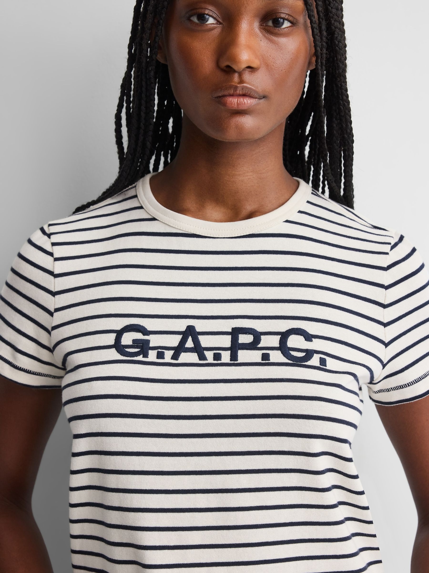 Gap x A.P.C. Cream Stripe Logo T-Shirt - Image 5 of 8