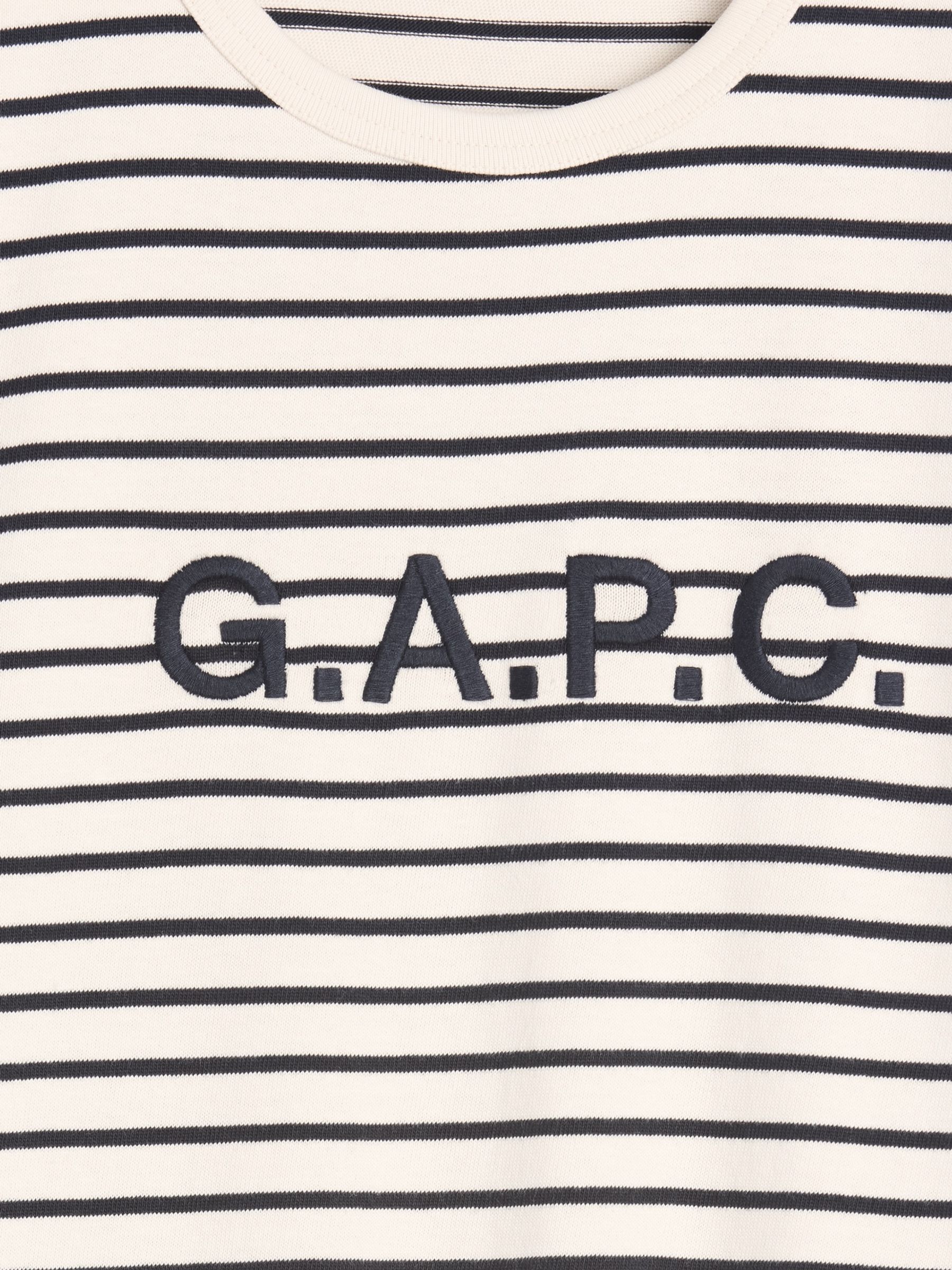 Gap x A.P.C. Cream Stripe Logo T-Shirt - Image 7 of 8