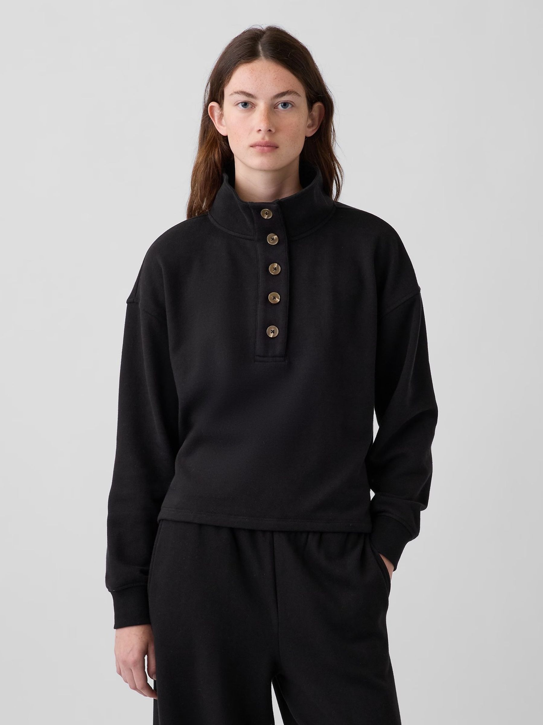 Black Vintage Soft Oversized Henley Pullover - Image 5 of 6