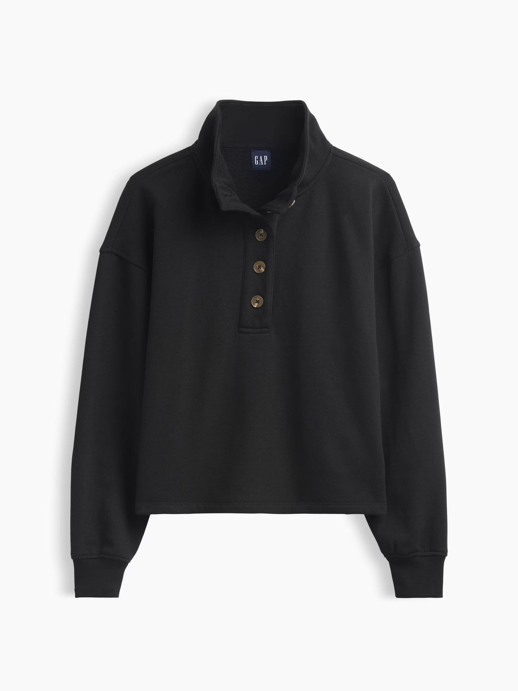 Black Vintage Soft Oversized Henley Pullover - Image 6 of 6