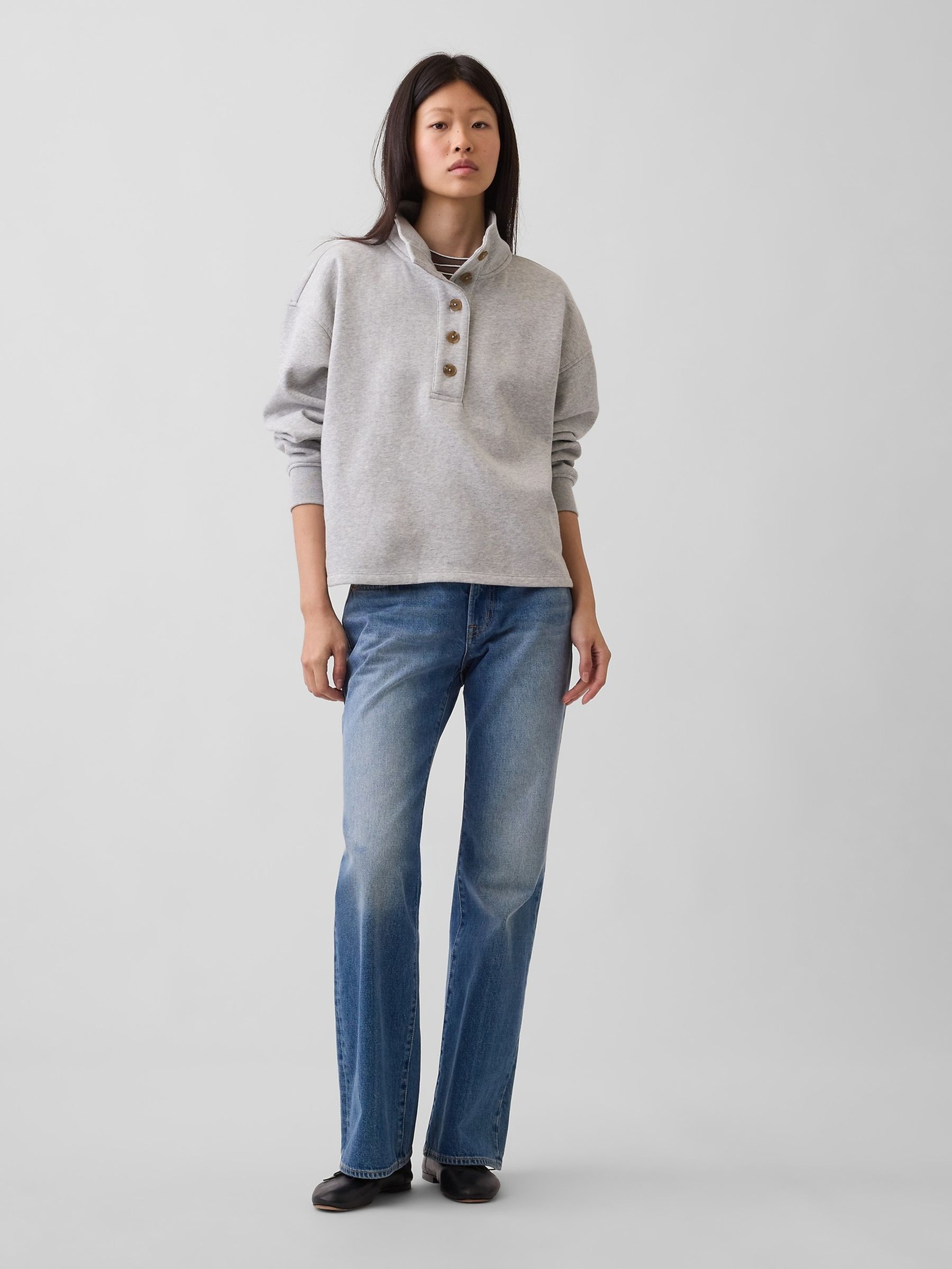 Grey Vintage Soft Oversized Henley Pullover - Image 2 of 5