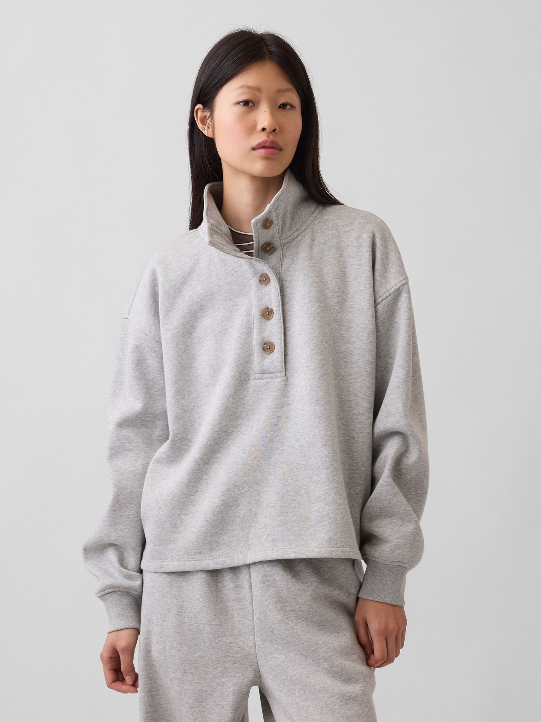 Grey Vintage Soft Oversized Henley Pullover - Image 5 of 5 Grey Vintage Soft Oversized Henley Pullover - Image 5 of 5