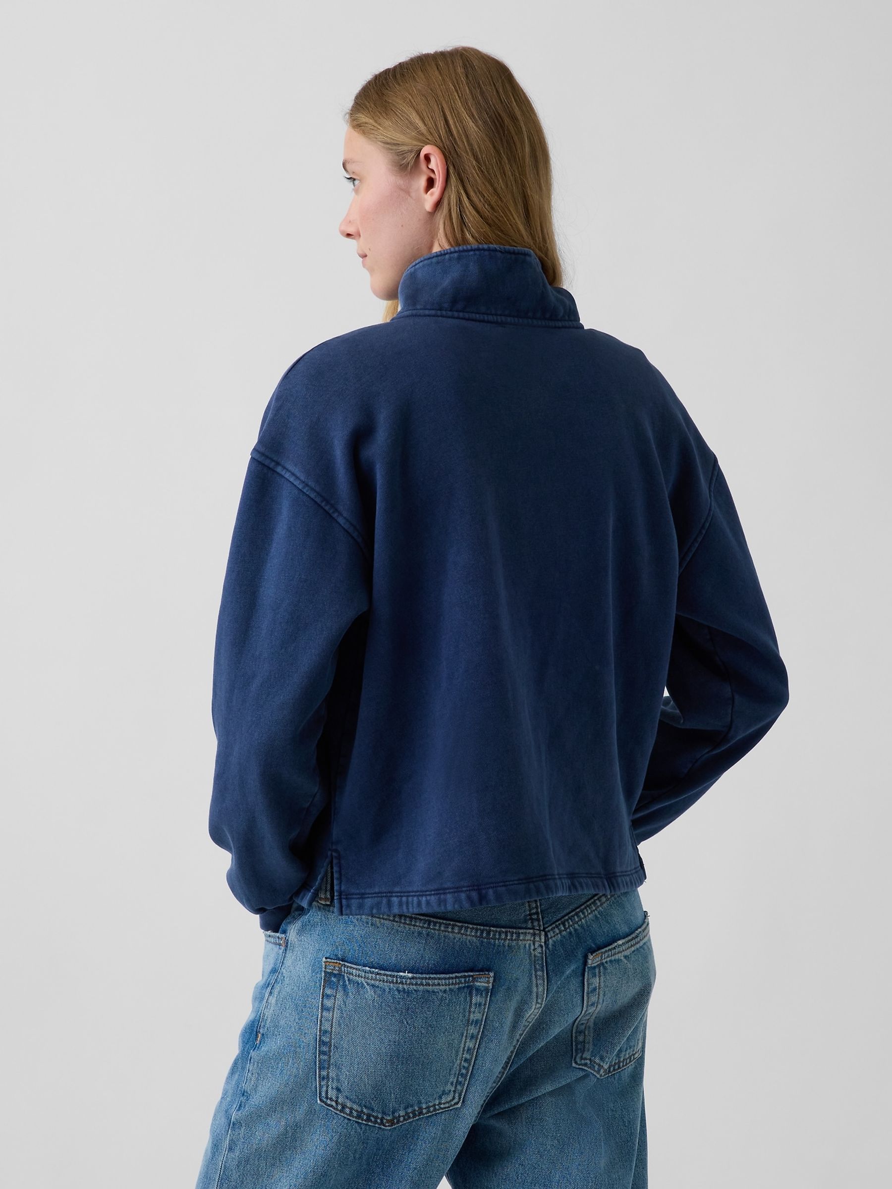 Blue Vintage Soft Oversized Henley Sweatshirt - Image 2 of 5