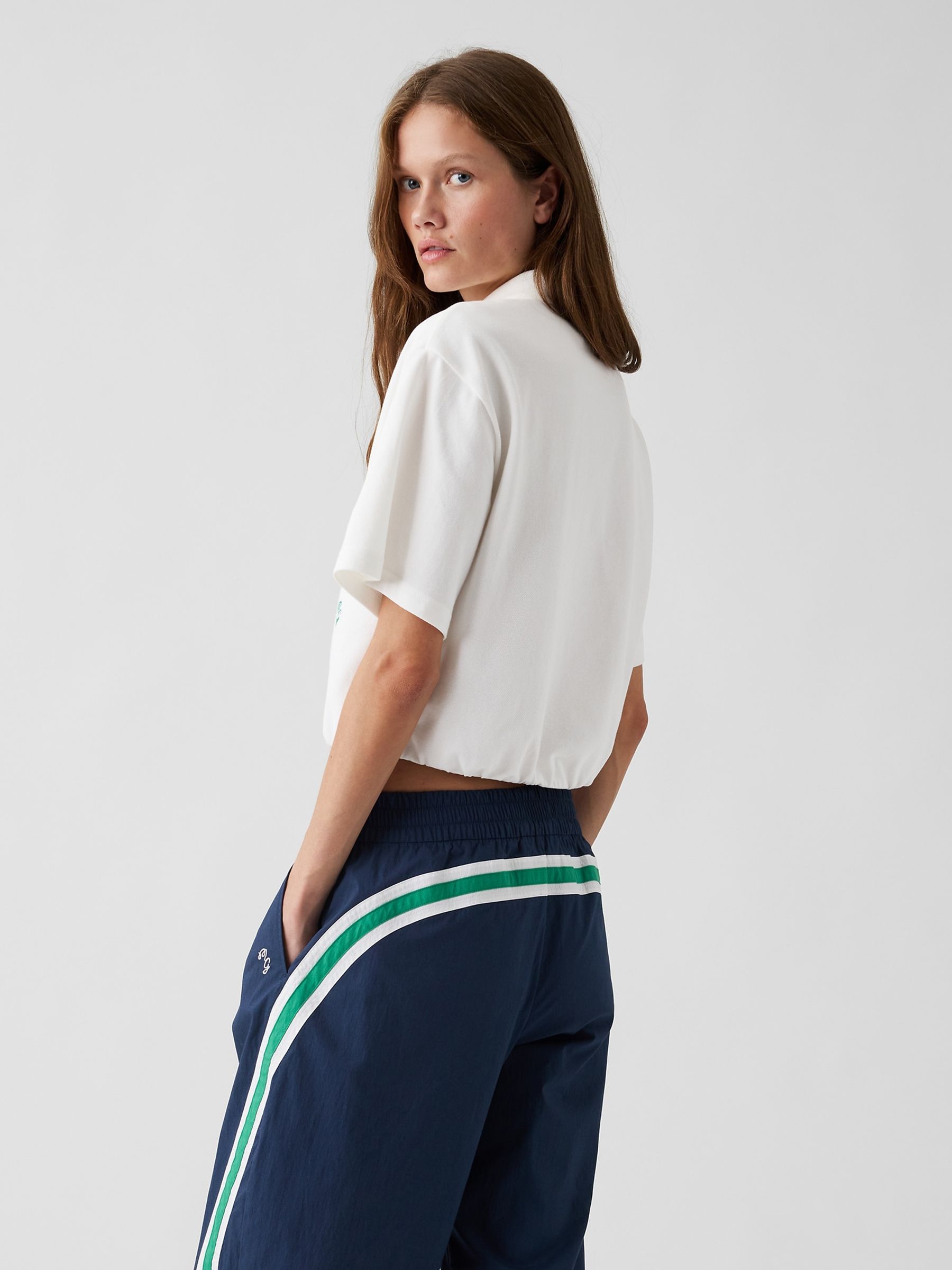 Gap x Malbon White Cinch Crop Polo Shirt - Image 2 of 7