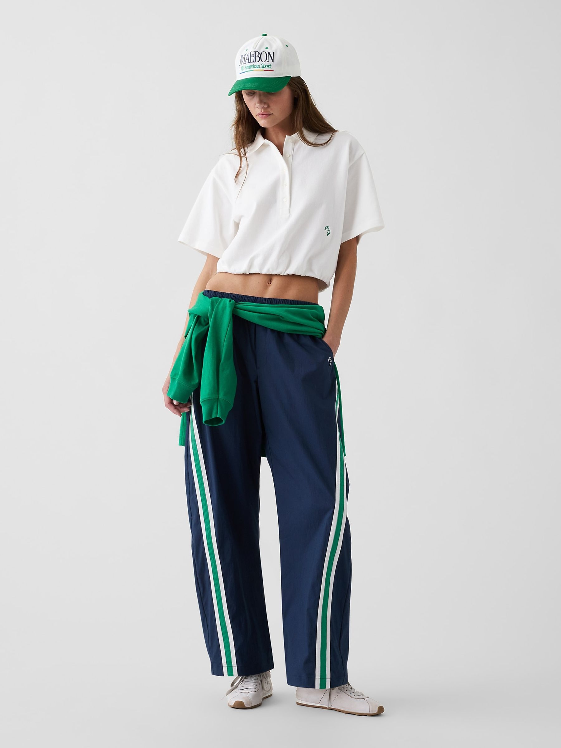 Gap x Malbon White Cinch Crop Polo Shirt - Image 3 of 7