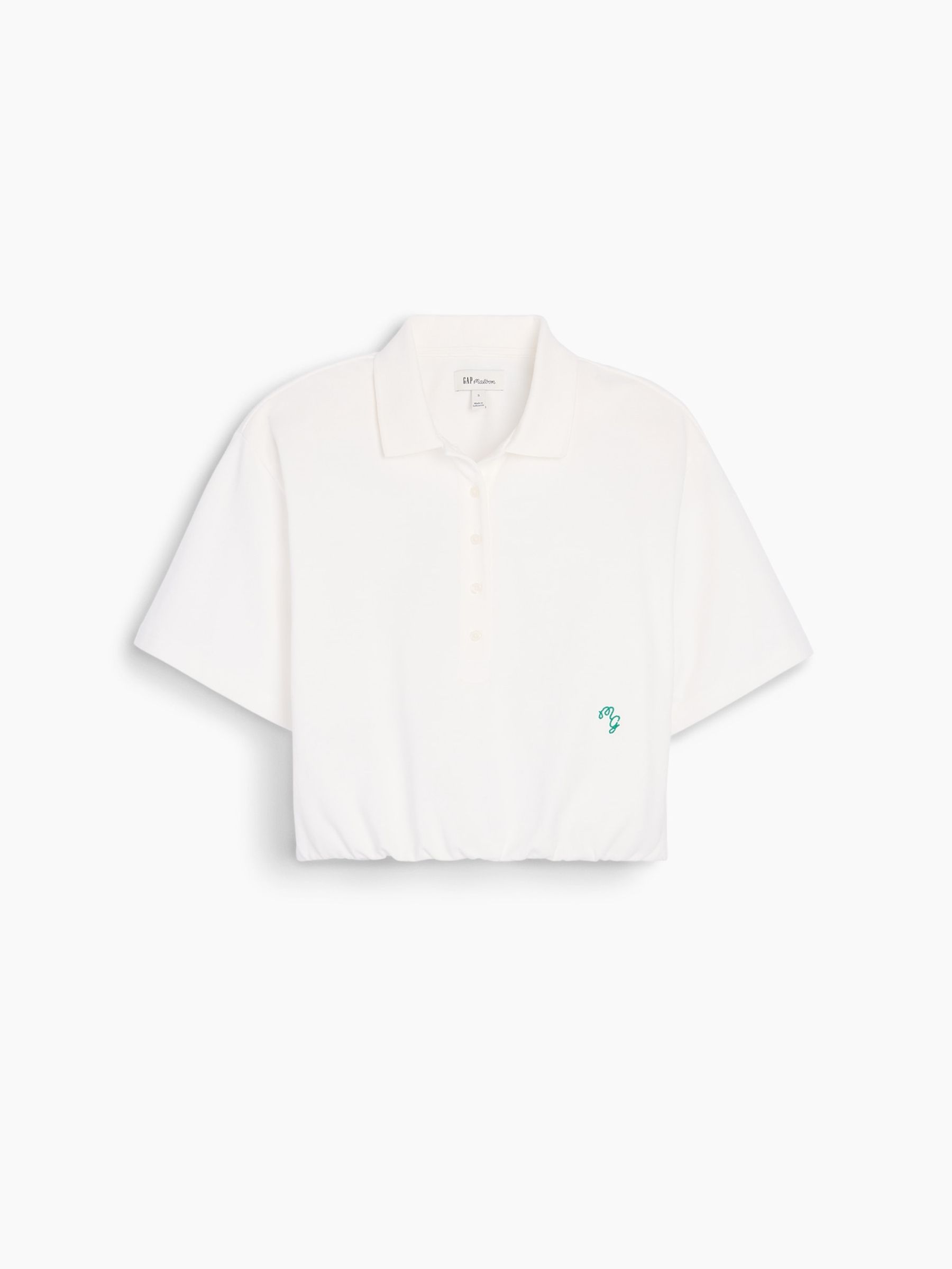 Gap x Malbon White Cinch Crop Polo Shirt - Image 5 of 7