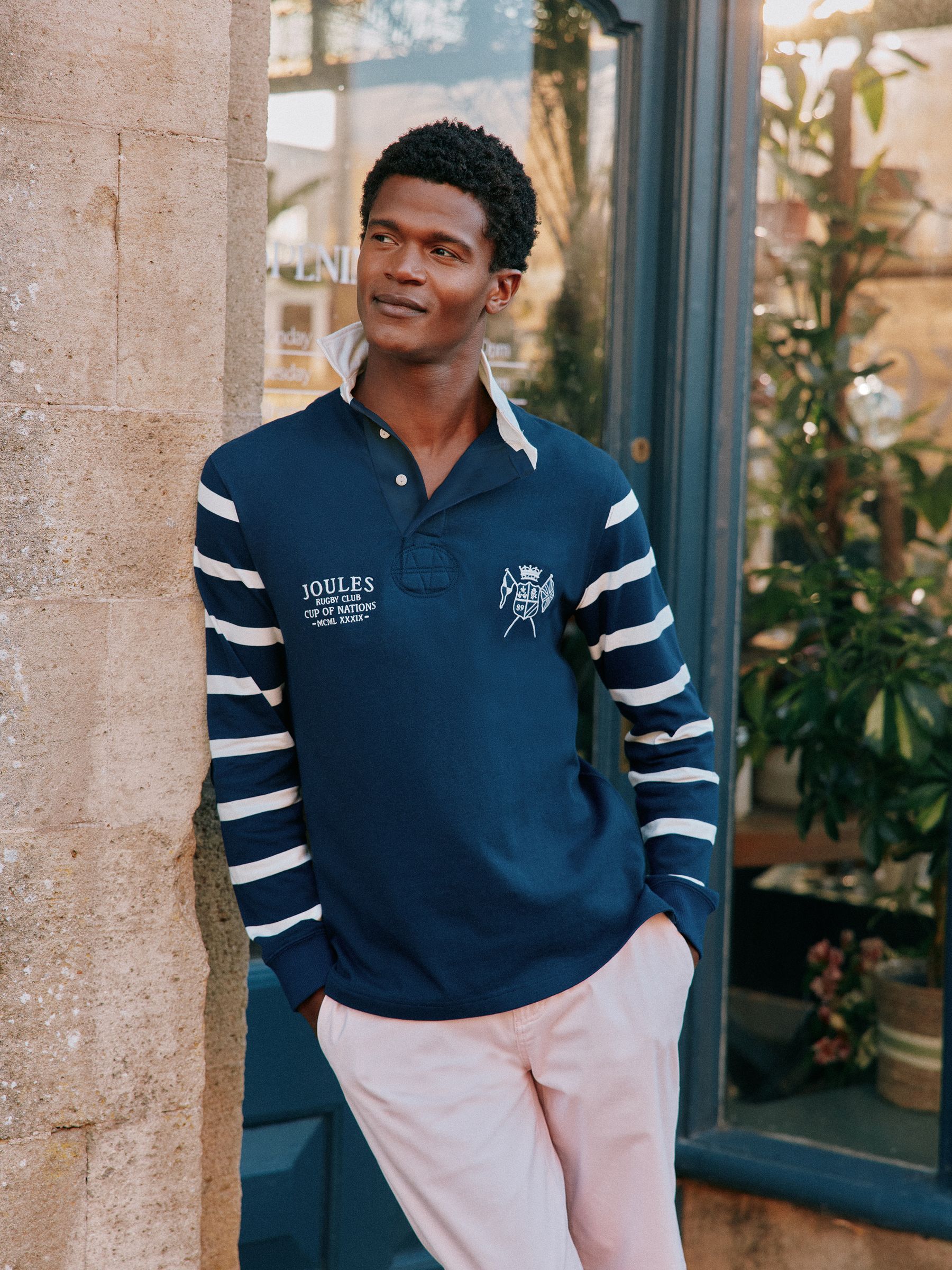 Embroidered Navy Blue Classic Rugby Shirt Joules