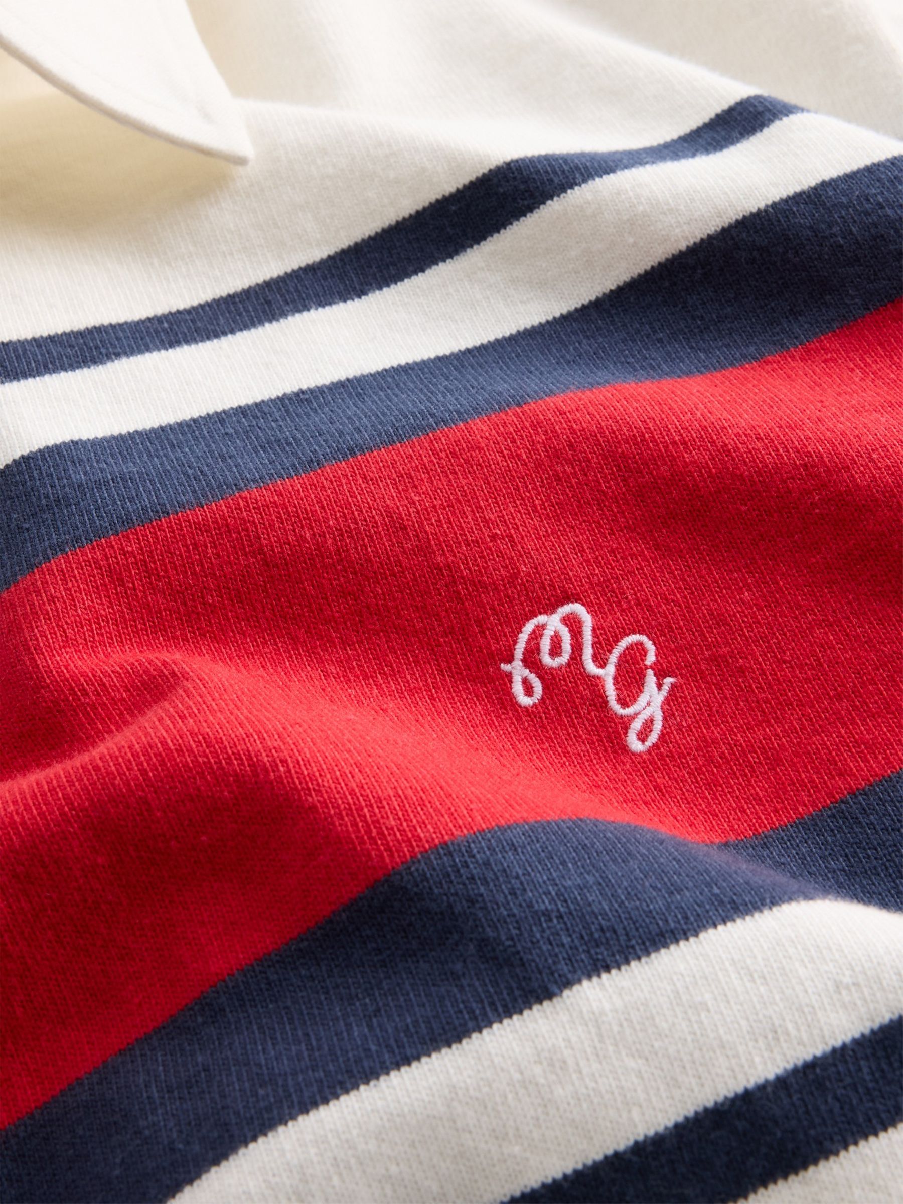 Gap x Malbon White/Red Oversized Crop Rugby Shirt - Image 7 of 8