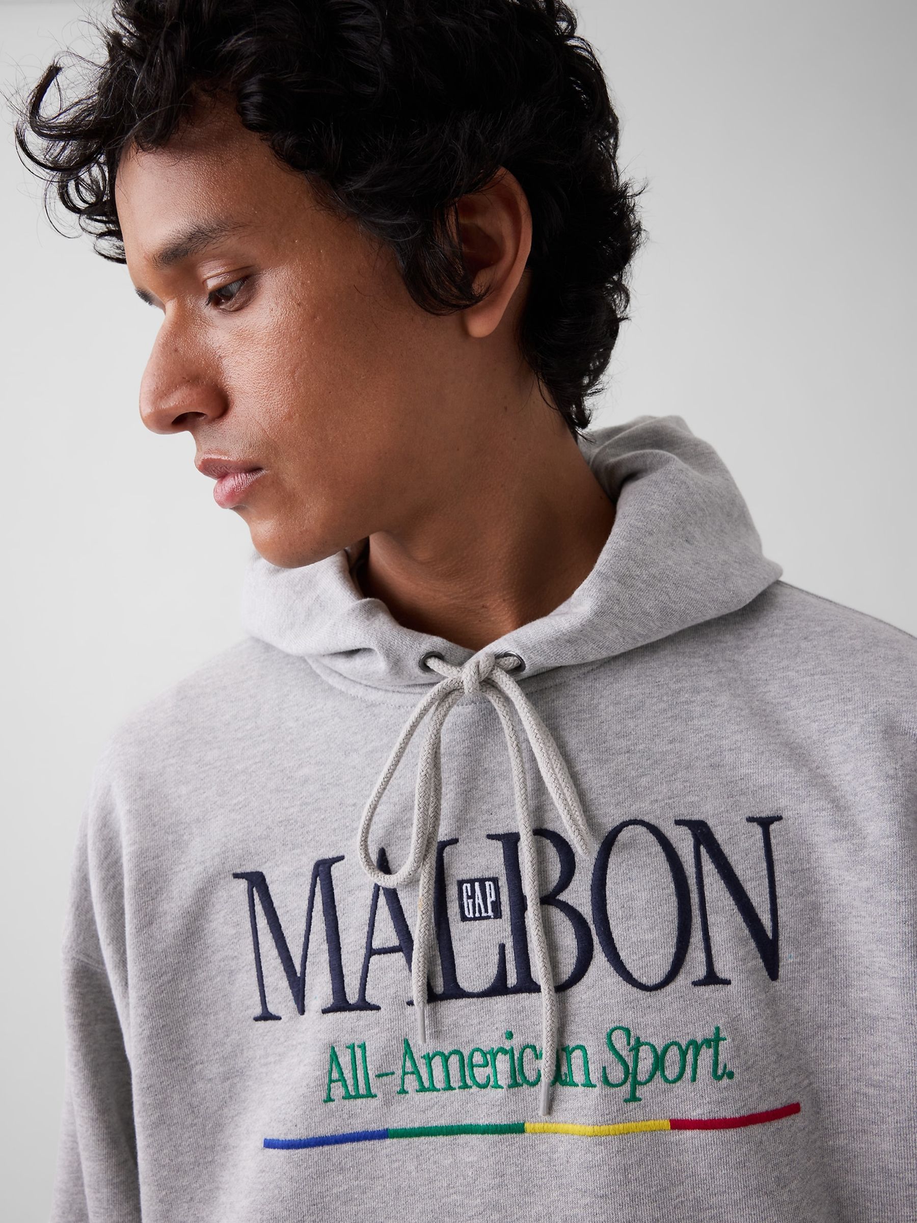 Gap x Malbon Grey Heavyweight Logo Hoodie - Image 7 of 12