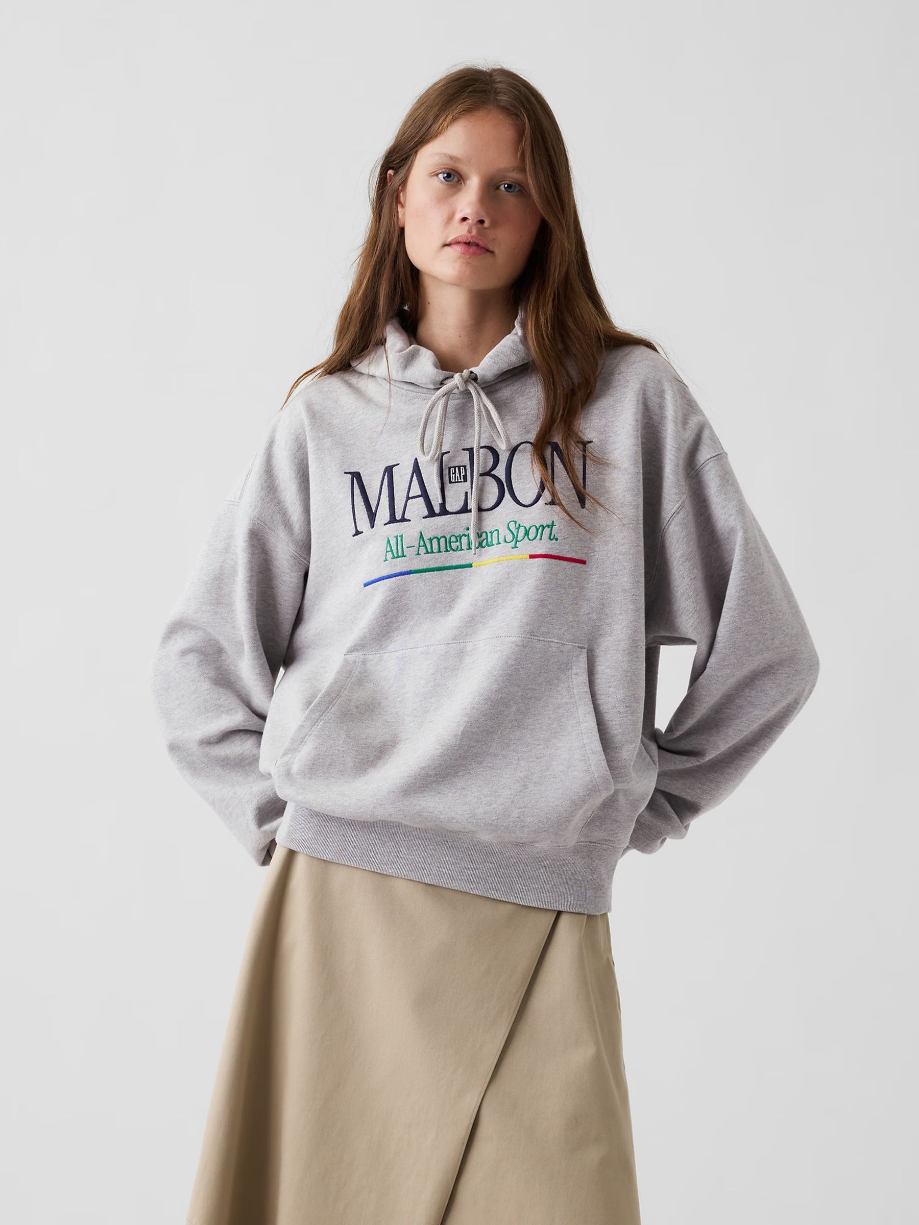 Gap x Malbon Grey Heavyweight Logo Hoodie - Image 8 of 12
