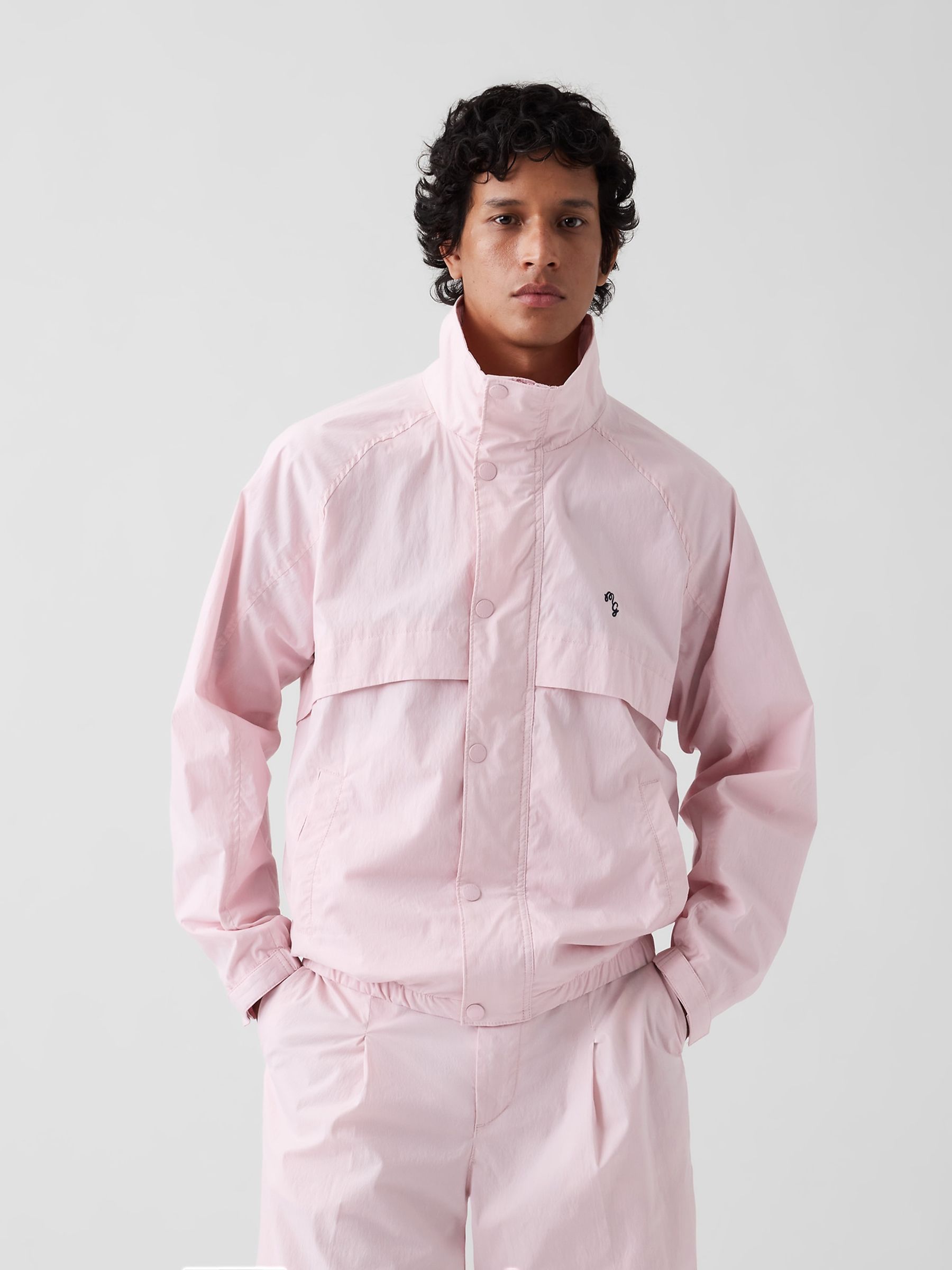 Gap x Malbon Pink Textured Poplin Anorak Jacket - Image 1 of 8 Gap x Malbon Pink Textured Poplin Anorak Jacket - Image 1 of 8