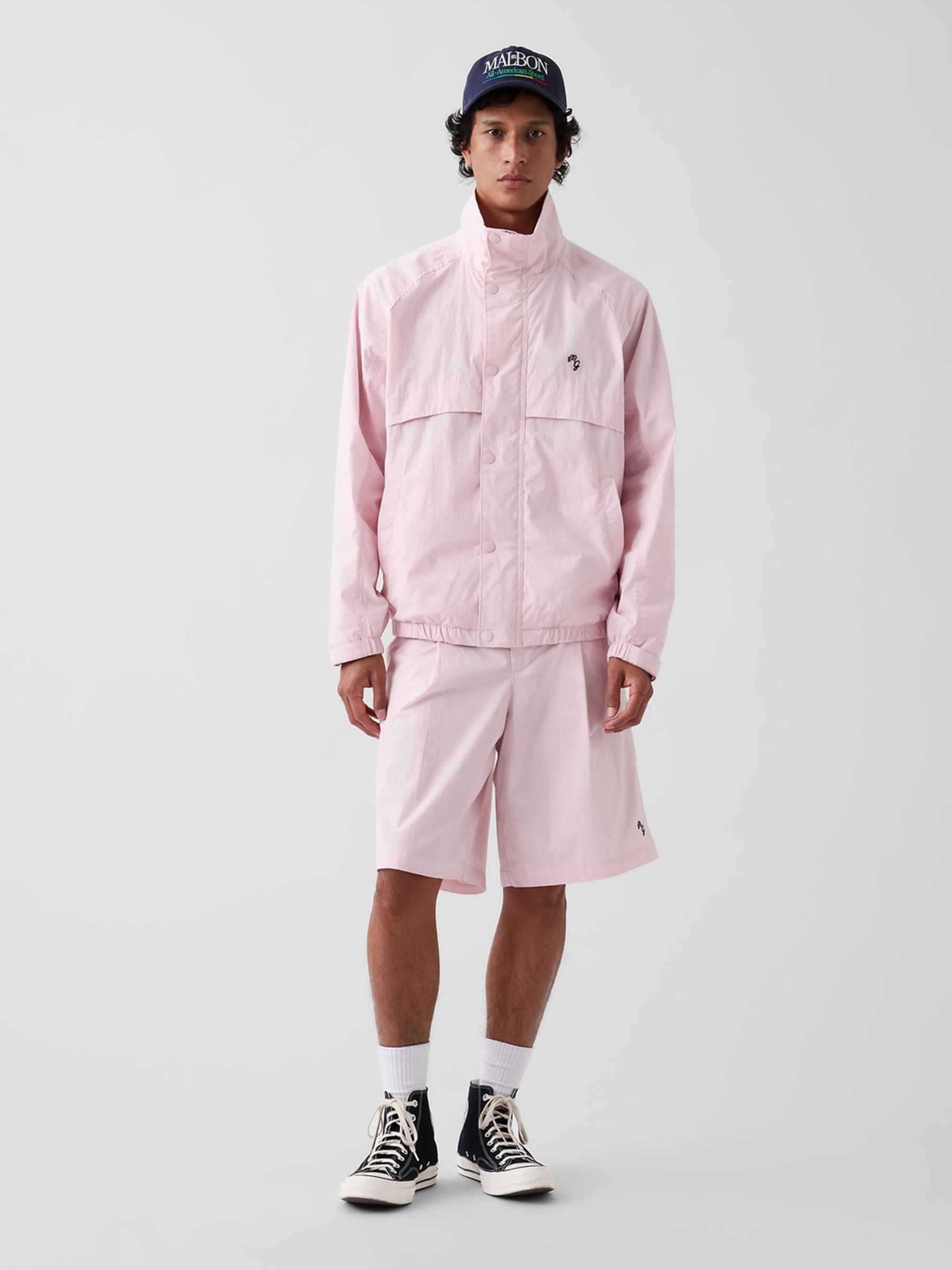 Gap x Malbon Pink Textured Poplin Anorak Jacket - Image 3 of 8